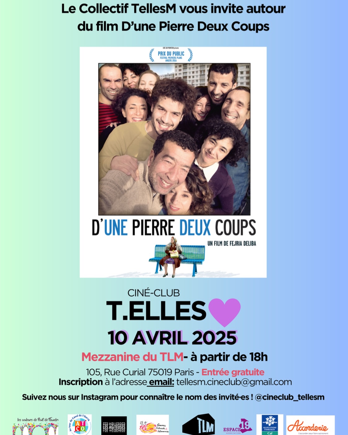 Nouveau cine club le 10 avril 2025 ✅ Notez bien, inscrivez vous et rendez vous à partir de 18h au @le_tlm à la mezzanine 🏤