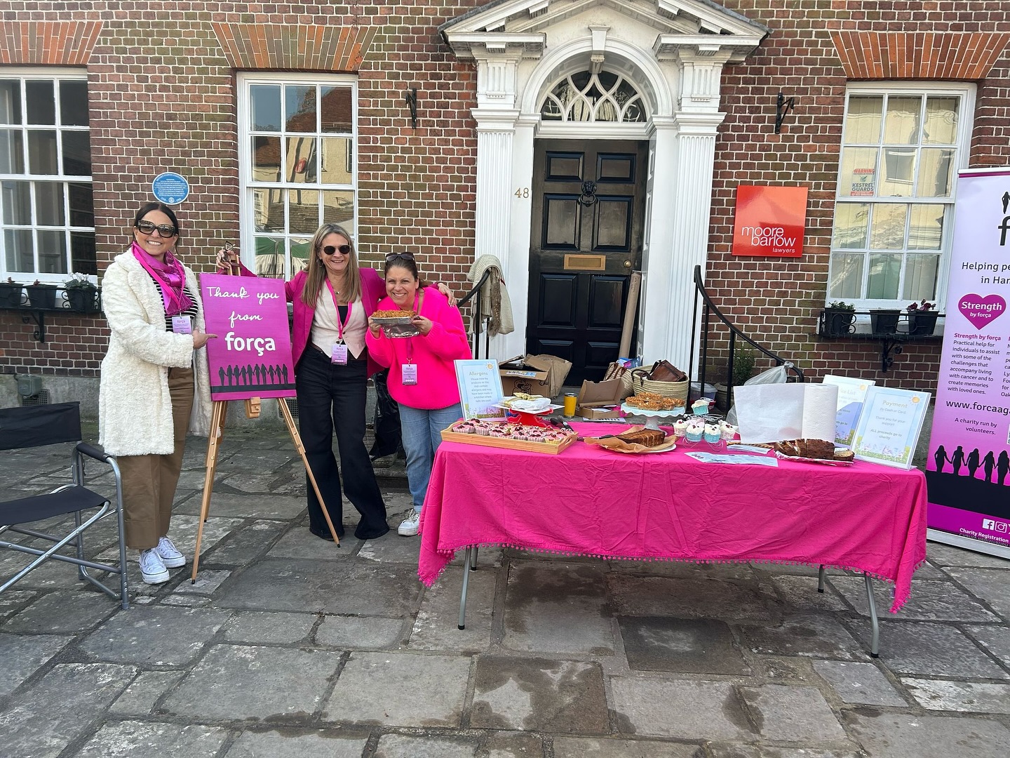 The girls are setting up the delicious cakes for our fundraising cake stall outside @moore.barlow today - come on down! 😍#cancerfundraiser @breastcancernow #strengthagainstcancer