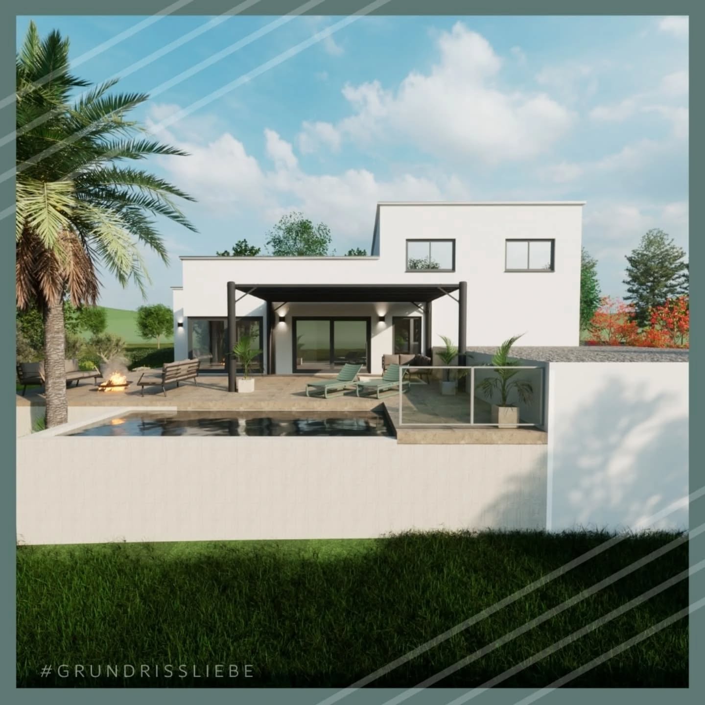 Ein Bungalow mit 2. Teil-Geschoss - 4 Garagen und ein richtig schöner, grosser Garten 🤩 Wunsch ist ein ebenerdiges Wohnkonzept, die Terrasse als Erweiterung des Wohnbereichs, aber zusätzlich Platz für die Kinder, wenn diese zu Besuch kommen.
Achso, planerisch kommt eine leichte Hanglage noch dazu😅 aber hier konnten wir 3 der 4 Garagen gut integrieren, diese Schirmen die Terrasse und den Pool von der Strasse ab und schaffen einen gemütlichen Sitzbereich 😊
Ein spannendes Hauskonzept, wäre das etwas für euch?
#grundrissliebe #FertighausWeiss #hausbau #Grundriss #Pool #Garagen #Bungalow #Pultdach #Terrasse #Kamin #Aussicht #Garten #Holz #Nachhaltigkeit #Grundrissplanung