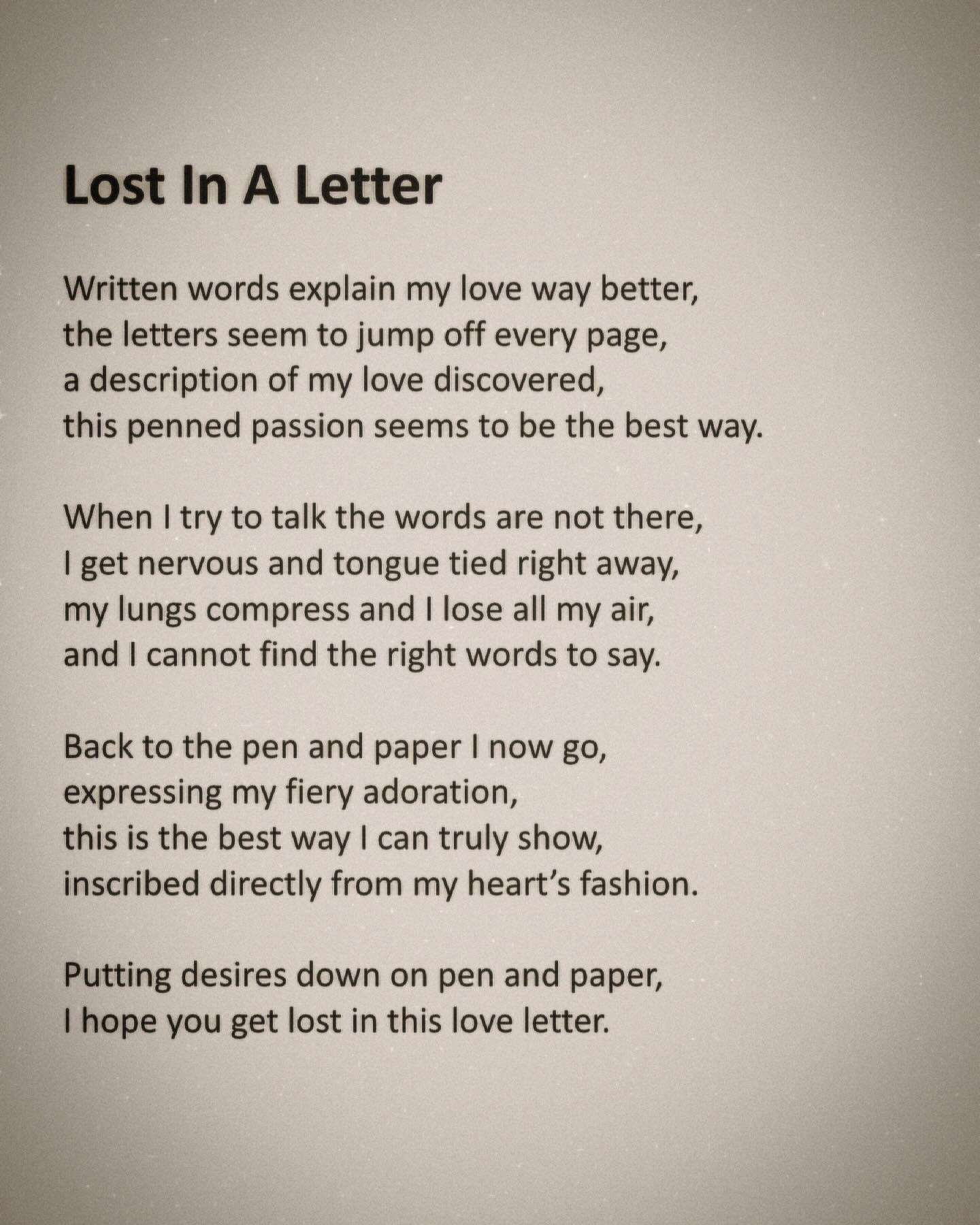 Let’s get lost together…
Writing the perfect love letter.
Enjoy this poem my friends. Check out my website…
www.marshallarmstrong.com
#writersofinstagram
#bellespalsypoetryguy
#poetry
#author
#writers
#poem
#authorofinstagram
#loveletter
#poetsofinstagram