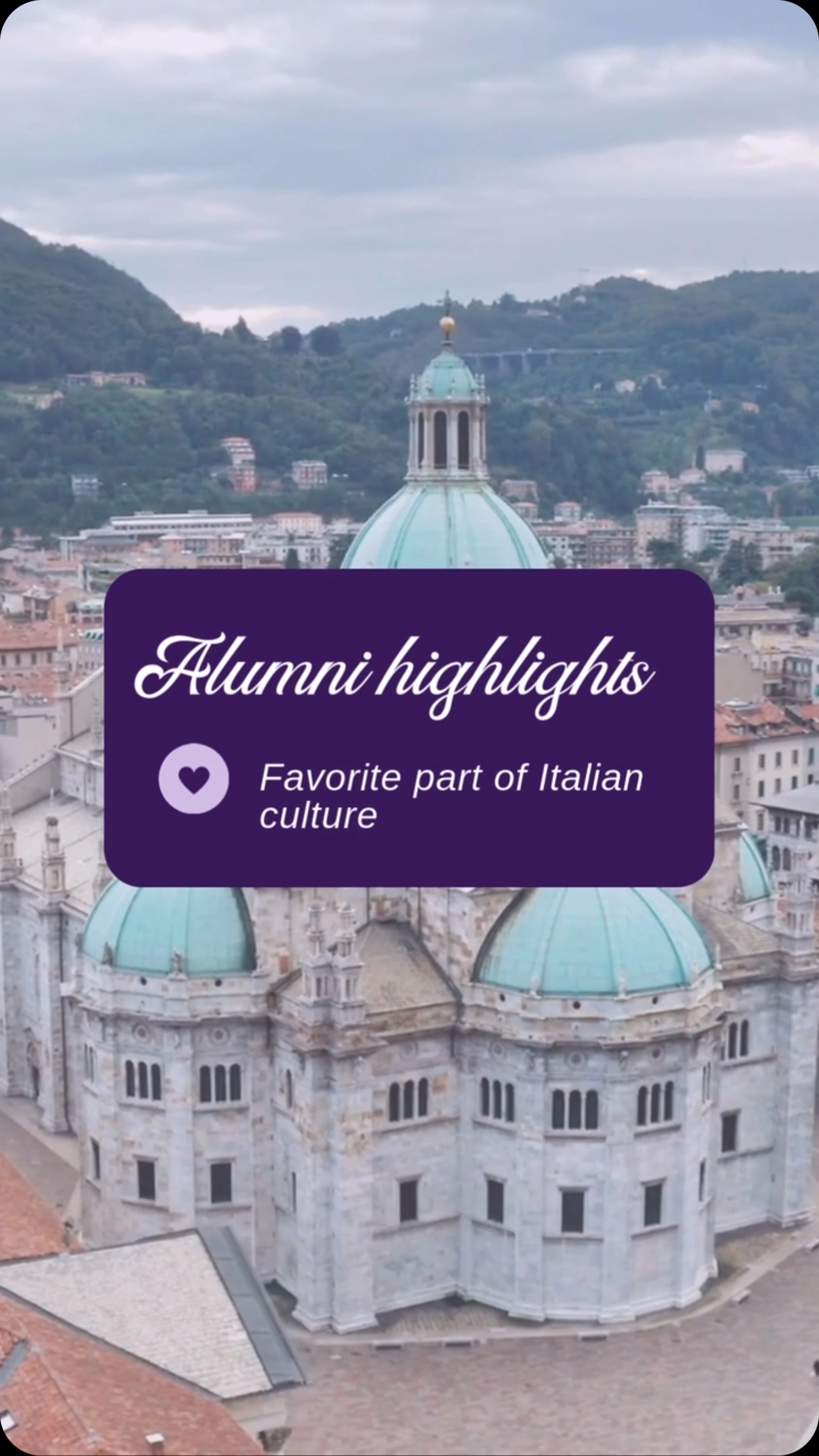 Travel is more than the sights—it’s the experience! ✨✈️
Our amazing alumni are sharing their favorite parts of Italian culture—from slow walks through cobblestone streets, to the tight-knit communities that make Italy feel like home.
Whether it’s the pace of life, the community and rich history, or the transportation there’s something special waiting for everyone.
Ready to find your place in Italy? Apply to the Italy Center or stop by LAC 210 to learn more! 📍
