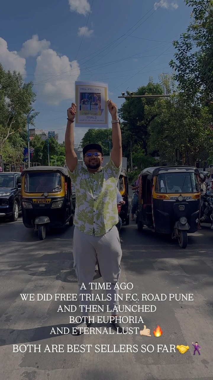 A time ago, we did free trials at FC Road Pune.
We launched euphoria and eternal lust.
Both are best sellers till date !
This campaign was successful, all thanks to Anupam Pathak. @pumps_production @pumps25_25