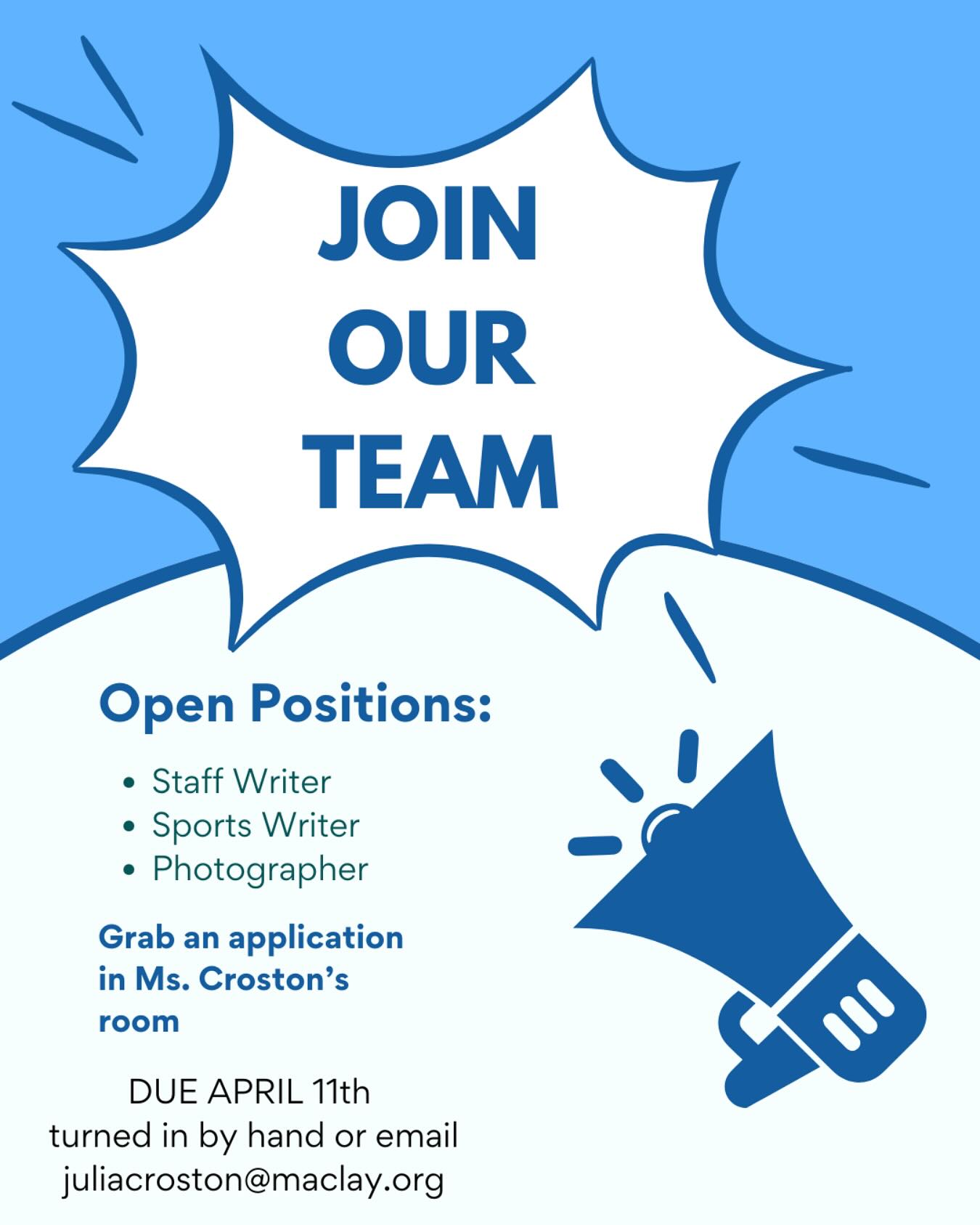 Join our team!! Applications are open now!!