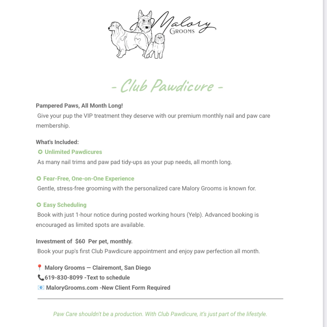 Have you heart the tail wagging news? 🐾
Unlimited treats!!! 🦴 =💅 And nail trims, what the pet parent really cares about atleast. Club Pawdicure is my cute spin on caring for your dogs movement makers, their paws! Without proper nail care it can truly alter the way your dog gets around leading to arthritis and broken nails. Just like our nails, they constantly grow and without a grooming table it can be a pain trimming them at home. So let me -help you—help your dog!
Ask me about club Pawdicure and learn just how much it can help your dog, it’s more than just the free treats and attention. It’s your pets health!