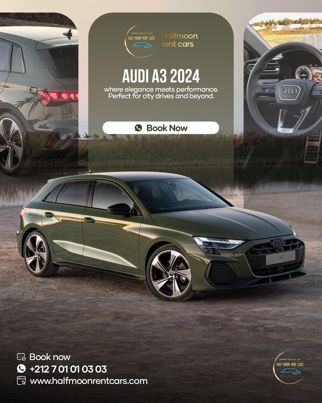 Audi A3 2024, Elegance in motion
The new Audi A3 2024 blends innovation, sportiness, and premium comfort ✨
Ready to turn heads in Marrakech 👀
.
Book now: +212 7 01 01 03 03
.
.
#AudiA3 #DriveInStyle #LuxuryRental #HalfmoonMarrakech #cars #speed #comfort #style #rentalcars