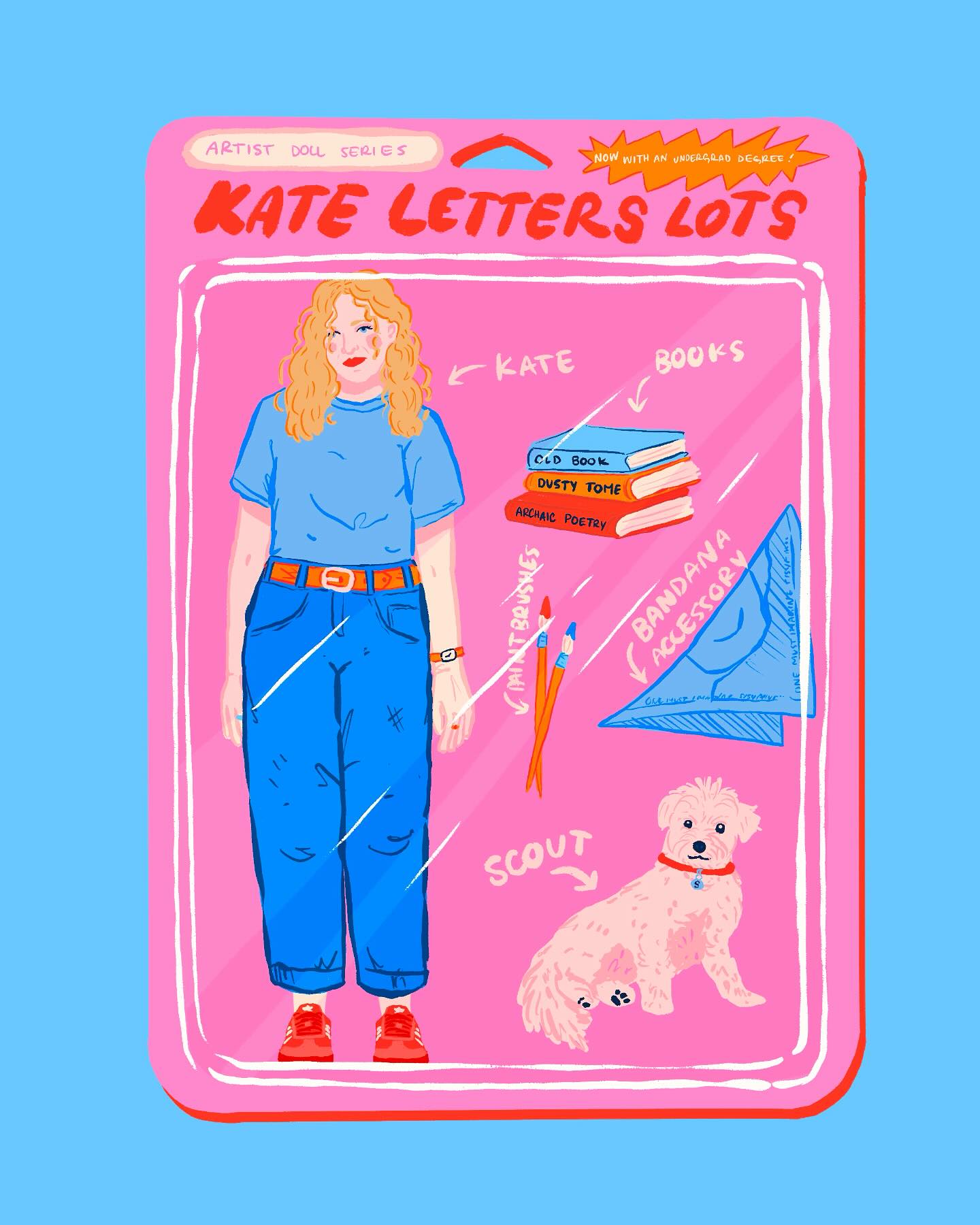 I’ve been busy finishing my last year of undergrad (!!!) so I’ve been absent on here for a while, but here’s a quick doodle for the “me as a doll” trend that’s going around. I drew mine (obviously!) and if you want to do this trend you should give a stab at it using your plain old human hands, it’s fun! Even if what you make doesn’t feel perfect, human made stuff is the coolest. So anyways I hope you enjoy tiny me, my dog scout, a bandana, some old books, and some paintbrushes.
#barbietrend #illustration #procreateillustrator #illustrationartist #measadoll #barbie #selfportrait #arttrend #arttrends #procreate #meandmydog #womenoftype