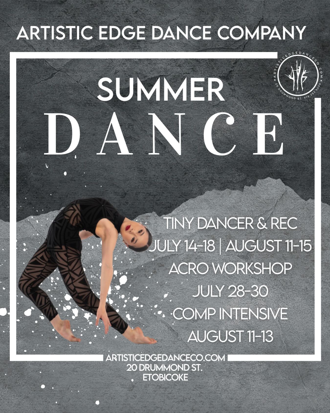 AEDC is now Registering for Summer Programs! ☀️
▪️July 14-18 | August 11-15- Tiny Dancer/ Recreational- Full or half days- Ages 3-12
▪️July 28-30- Acrobatic Workshop
▪️August 11-13- Competitive Intensive
.
💥See link in bio or visit our website for more information!!! Space is limited. Register today!!📍20 Drummond Street, Etobicoke.
.
.
.
#AEDC #etobicokedance #mimico #dance #mimicovillage #etobicokemoms #childrensactivities #fit #strong #activekids #shoplocaletobicoke #etobicokecommunity #humberbayshores #lakeshore #toronto #newtoronto #etobicokelakeshore #mimicovillage #mysticpointe #southetobicoke