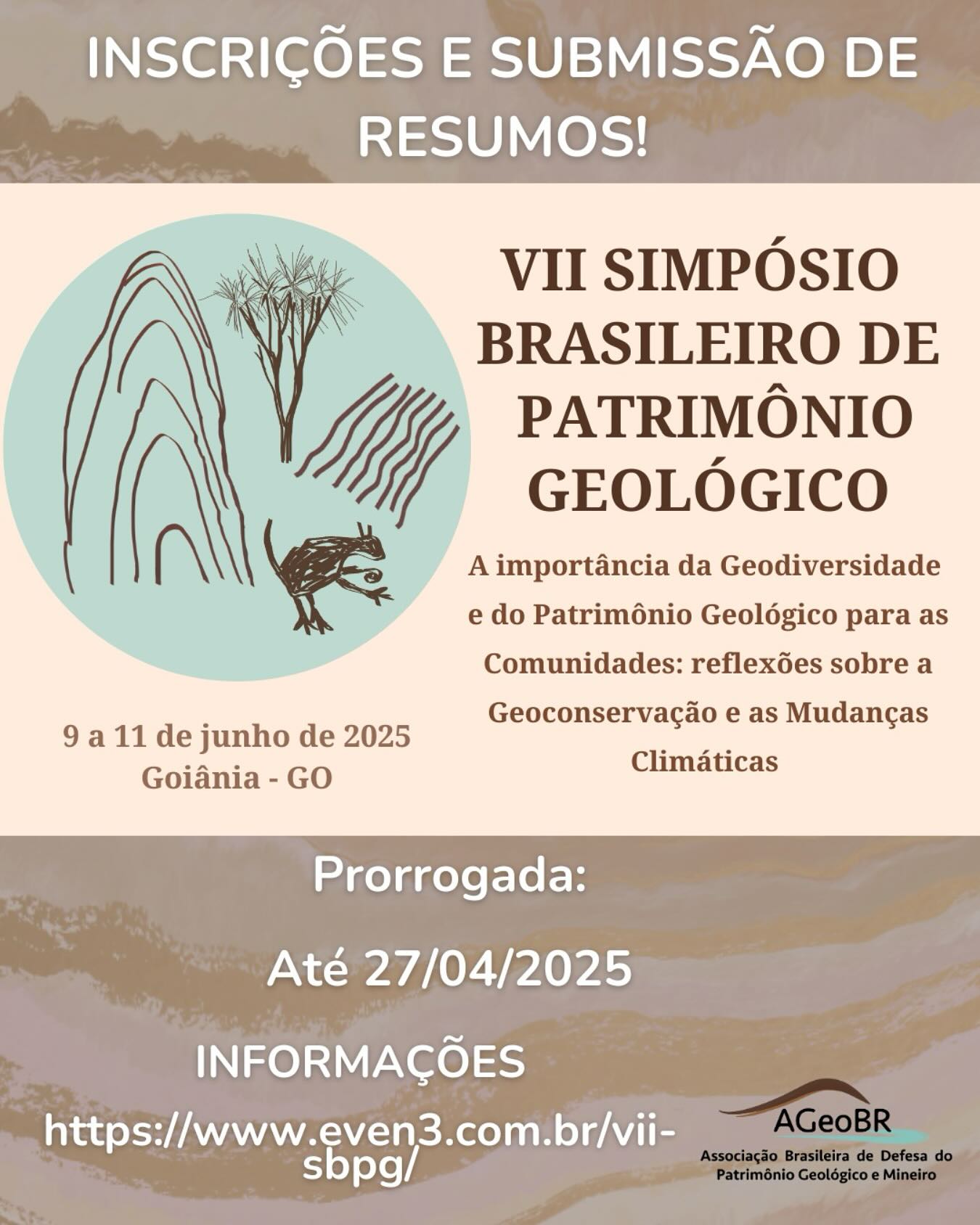 ✨ SUBMISSÃO PRORROGADA! ✨ Envie seu resumo ao VII Simpósio Brasileiro de Patrimônio Geológico e contribua com o desenvolvimento das pesquisas em Geoconservação no Brasil! Acesse o link na bio (https://www.even3.com.br/vii-sbpg/)