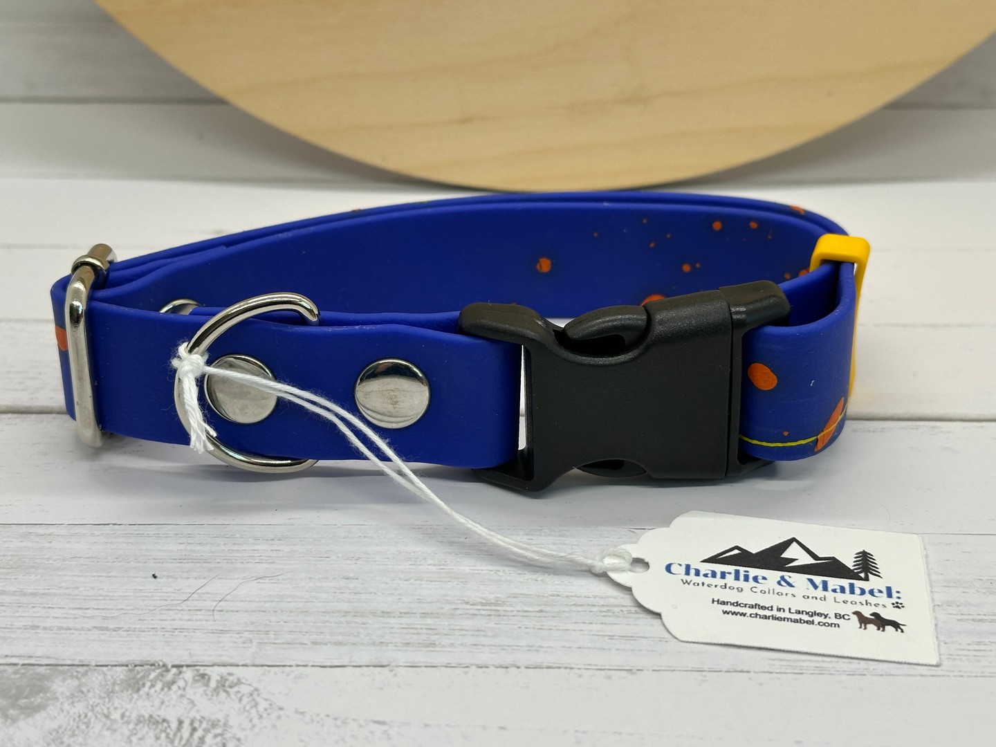 SALE! Save 20% off! Add some flair to your pet’s wardrobe with our Pre-Made Paint Splashed Cobalt Blue Collar! 🎨✨ They’re adjustable, stylish, and come with a quick release buckle. Perfect for growing pups! Link in Bio #PetFashion #DogCollars #Charlie&Mabel