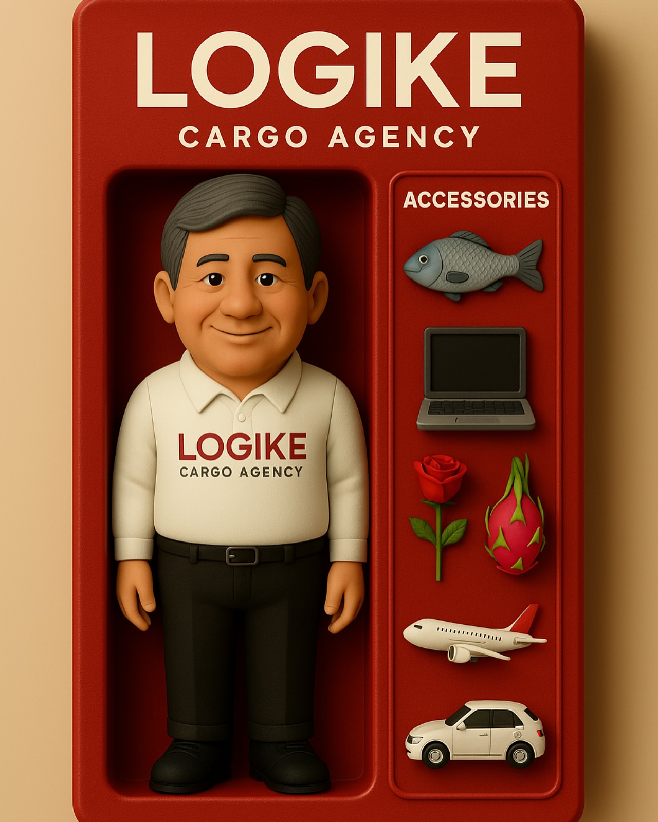 Meet the ultimate logistics hero! From roses to dragon fruit, nothing is too big or too small for our Logike Cargo executive. Ready to ship the world, one collectible at a time!
#LogikeCargo #LogisticsHero #CollectibleFigure #CargoLife #FreightForwarding #LogisticsWithStyle #ShippingWorldwide #ExecutiveEdition #FunkoStyle #GlobalTrade
