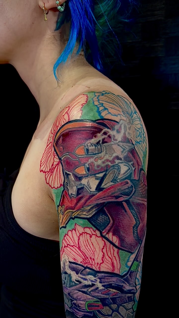 Filing done on this anime sleeve on @mikalamerzweiler , super fun piece! Always great seeing you thanks for coming all the way from Maine to get tattooed!#Anime #TrueGritTattoosNewMexico #WomenWithTattoos #TattooArtistInNewMexico #TattooNewMexicoArtist #AlbuquerqueTattoo #AlbuquerqueTattooArtist #AlbuquerqueTattooStudio #Anime #CanātStop. #Awesomeness#tattooideas