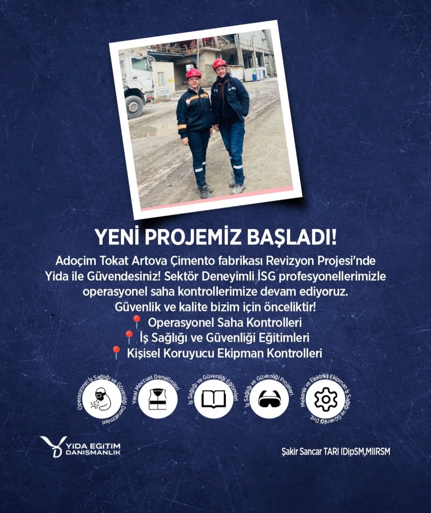 YENİ PROJEMİZ BAŞLADI!
Adoçim Tokat Artova Çimento fabrikası Revizyon Projesi’nde Yida ile Güvendesiniz! Sektör Deneyimli İSG profesyonellerimizle operasyonel saha kontrollerimize devam ediyoruz.
Güvenlik ve kalite bizim için önceliktir!
📍Operasyonel Saha Kontrolleri
📍İş Sağlığı ve Güvenliği Eğitimleri
📍Kişisel Koruyucu Ekipman Kontrolleri
#isg #İşGüvenliği #proje