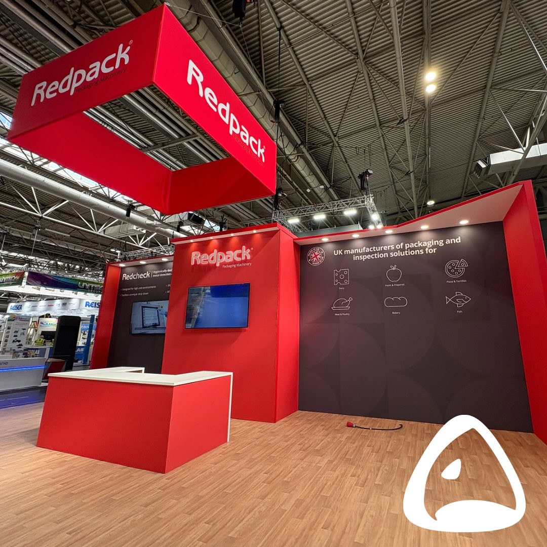 Great install last week at FoodEx for Redpack. 55m2 floor space, 4m high walling and custom cladding for a rain curtain. Not a typical install to have water running constantly on a stand, but where there’s a will, there’s a Blue Hawk way 👌🏻 #wearexpo #creative #production #branding #designandbuild #foodex2025 #exhibitions