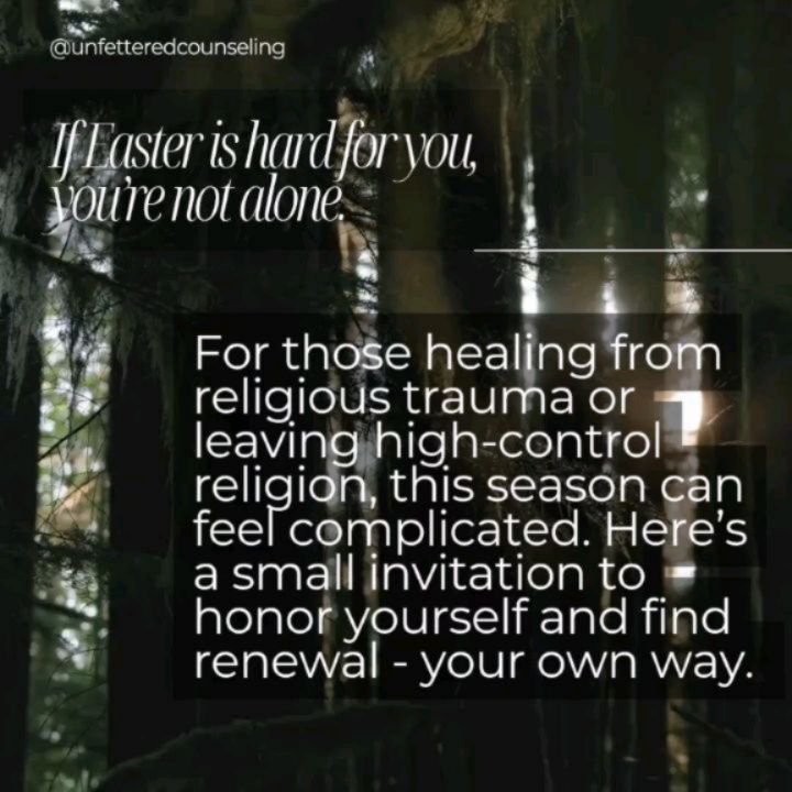 Spring is still yours to claim. If Easter feels hard, youâre not broken â youâre becoming. Hereâs how to honor that.
#easter #highcontrolreligion #religioustraumatherapist #reclaimingspirituality #religioustrauma