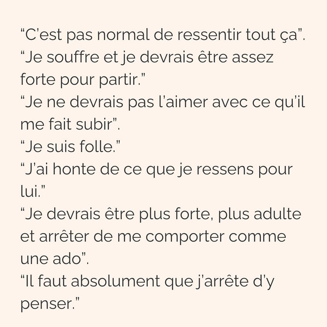 Ce travail d’amour de toi, d’acceptation de tes émotions, ne s’arrêtent pas une fois que tu as réussi à partir.
Parce qu’après peuvent venir les regrets, les doutes, le manque.
Et tout ça aussi fait partie du processus.
Plus on passe de temps dans une relation qui nous détruit, plus on se demande si on a fait le bon choix, une fois partie.
Cette réponse-là, du bon choix ou pas, tu la connais déjà. Aucune thérapie ou coaching ne peut t’offrir ça. Parce que tu as déjà toutes les ressources en toi, et que tu sais mieux que personne ce qui est bon pour toi.
La thérapie n’intervient que pour te guider vers un chemin que tu n’arrives pas à emprunter seule. Parce que c’est trop dur, parce que ça fait peur. Et même, parfois, parce que ça fait mal.
Mais savoir si tu as fait ou non le bon choix de quitter une relation qui te faisait du mal, rien ni personne ne pourra jamais le décider à ta place.
———————————————————————————
Je suis Emilie, thérapeute & coach diplômée spécialisée dans la dépendance affective.
J’aide les femmes qui souffrent de schémas toxiques répétitifs à aimer sereinement et librement, sans plus jamais s’oublier.
Je les accompagne pour qu’elles puissent passer de la théorie à la pratique. Avoir des prises de conscience c’est bien, voir des changements concrets dans sa vie, c’est mieux.
Passons 30 min ensemble pour apprendre à nous connaître ! Rdv dans mon lien en bio pour accéder à mon agenda ou sur mon site : Emilie-leduc.com
#dependanceaffective #manipulation#relationtoxique#addiction#dependance#peurs#blessuredabandon#rupture#couple#hypersensibilité #emotions #gestionemotions #hypersensibles #abandon #perversnarcissique #depression #blessuredelame #selflove #amourdesoi #tinder#date#rencontre #angoisse#solitude #lovecoach #pn #devperso #amourdesoi