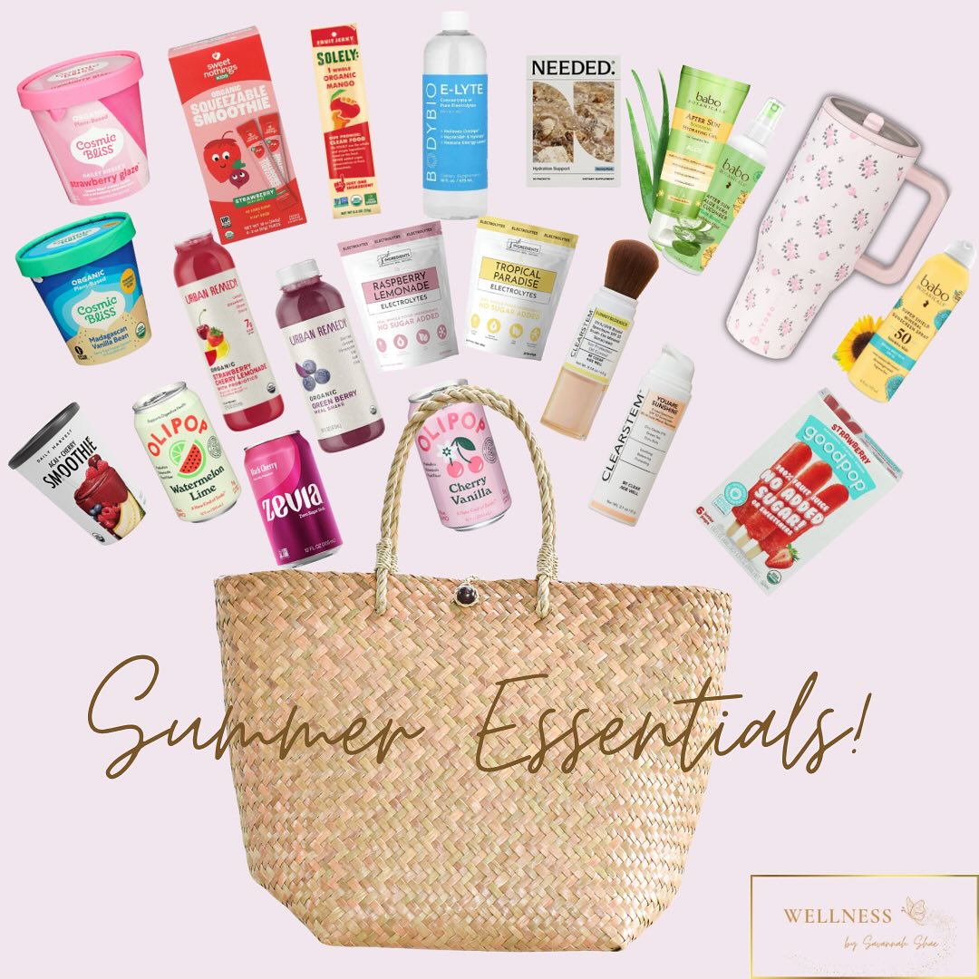 Summer is coming! Here are some better choice summer essentials:
- @dailyharvest smoothies
- @zevia & @drinkolipop sodas
- @findcosmicbliss ice cream
- @solelyfruit
- @eatsweetnothings
- @urbanremedy smoothies & lemonade
- @just.ingredients electrolytes. So many different flavors! Yum!
- @bodybio e-lyte electrolytes for flavorless!
- @needed electrolytes
- @clearstemskincare face SPF
- @goodpop popsicles
- @hydrojug or a glass water bottle!
- @babobotanicals sunscreen & sensitive baby sunscreen
- @babobotanicals After Sun Gel & Spray!
Let me know if you’ve tried any of these brands, or have any other favorite brands for summer!