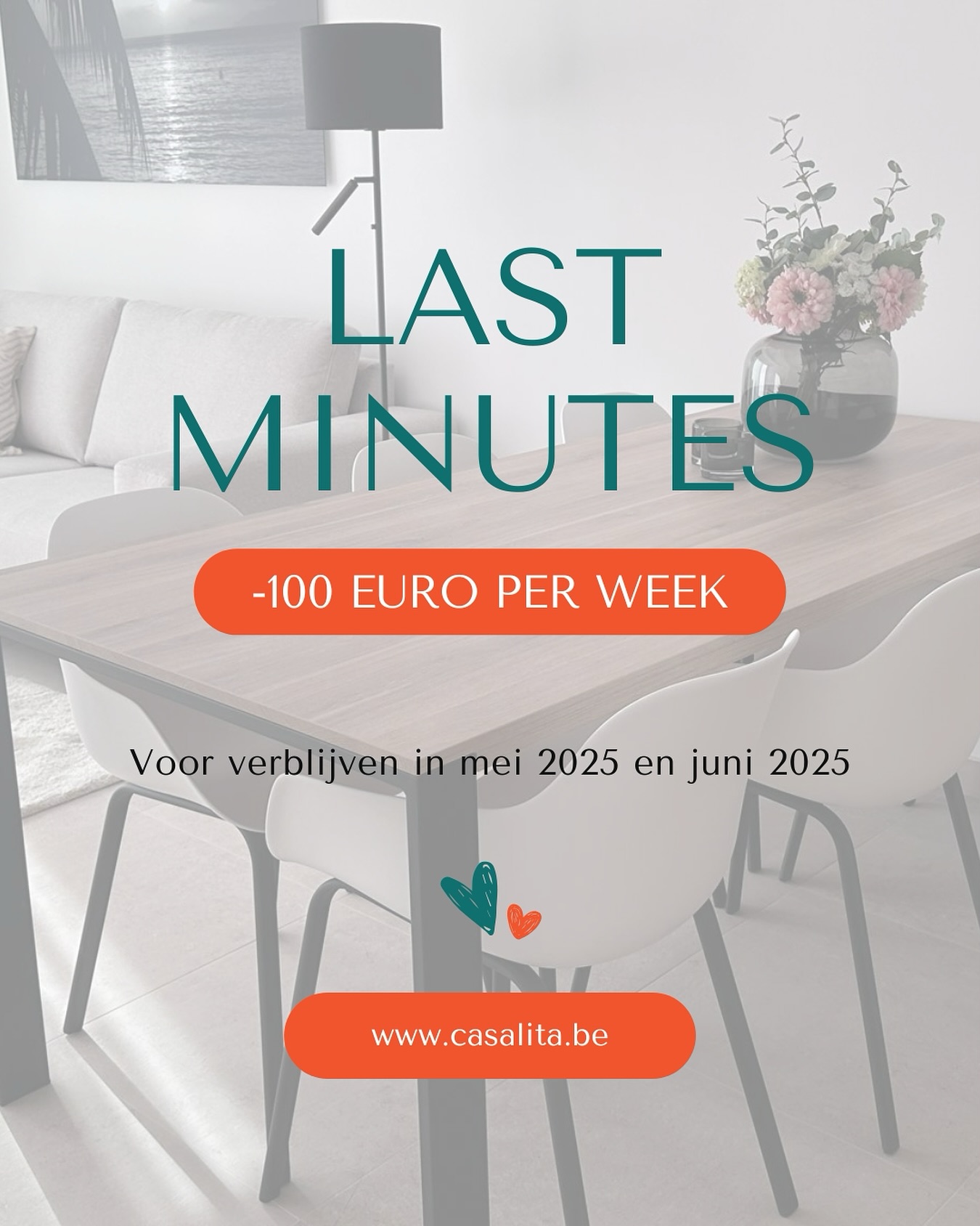‼️L A S T M I N U T E‼️
Heb je nog geen plannen in mei of juni en wil je voor de grote drukte nog genieten van heerlijke temperaturen?
Aarzel dan niet en doe een last-minute boeking voor Casa Lita! We geven nu tijdelijk 100 euro korting per week voor boekingen in mei en/of juni 2025!
Meer info en vrije periodes vindt u op onze website (link in bio)