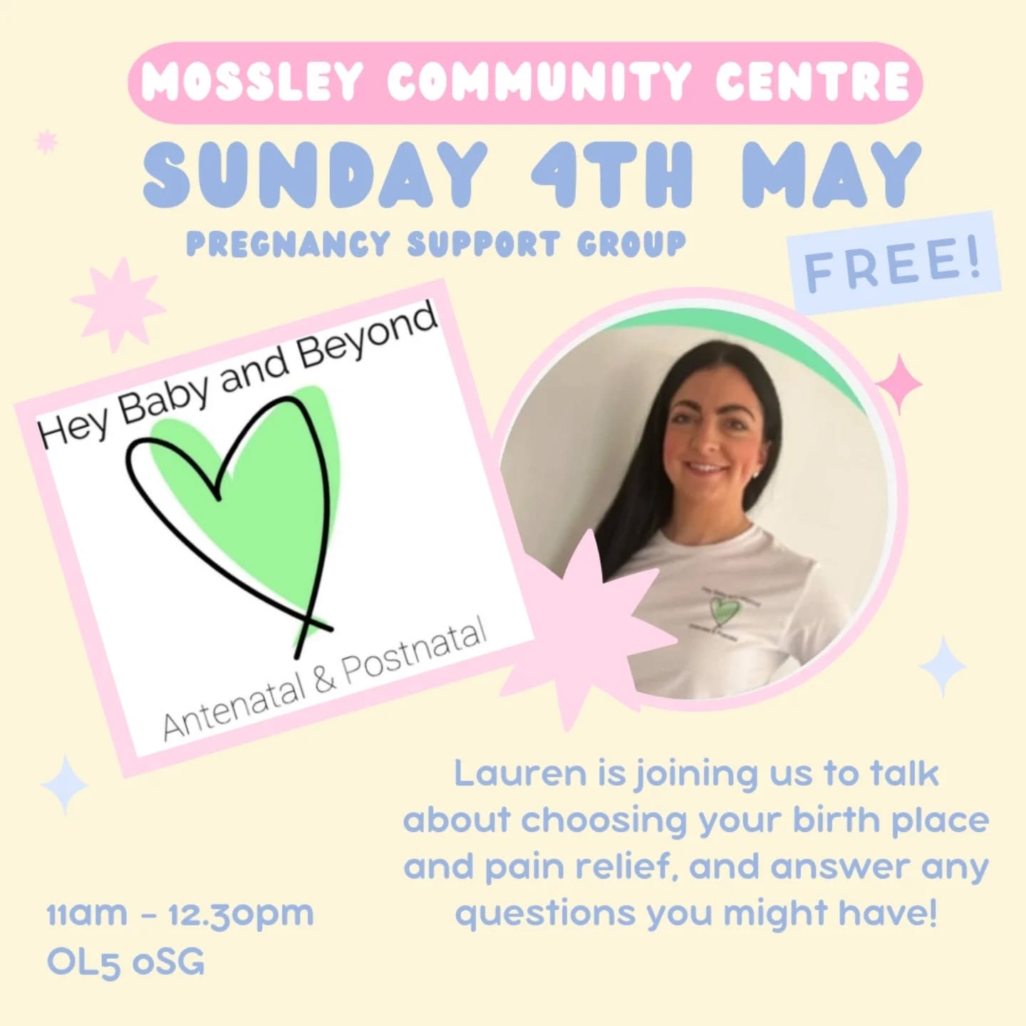 Morning all
Hope everyone had a nice bank holiday ❤️
I'm still hiding in the shadows a bit at the moment, I've struggled with juggling life and work since I finishing maternity leave so trying to slow down and be kind to myself!
But, our next session is just around the corner 👀
Sunday 4th May - @lauren_heybabyandbeyond will be joining to us discuss all things antenatal, including your birth choices and pain relief!
It's FREE and you can book your place through the link below or on www.thehappybumpclub.com
https://www.eventbrite.co.uk/e/the-happy-bump-club-44-tickets-1319810431529?aff=oddtdtcreator
We will have the usual brews & biscuits, baby clothes donations and book swap.
I look forward to seeing you there
Emma x