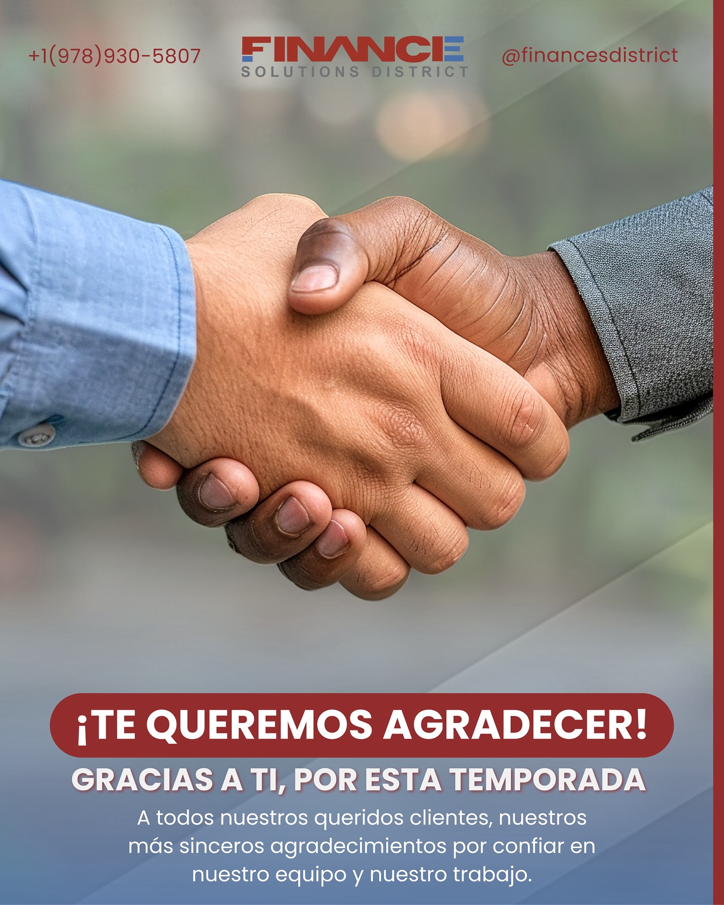 🤝🏼¡Agradecemos a nuestros valiosos clientes!📌
Gracias por confiar en nosotros esta temporada de impuestos! Su apoyo y confianza son la razón de nuestro éxito.
¡Gracias por ser parte de nuestra familia en Finance Solutions District! 💼❤️
.
.
.
#Agradecimiento #Clientes #TemporadaDeImpuestos #temporada #impuestos #agradecer #taxes #findetenporada
