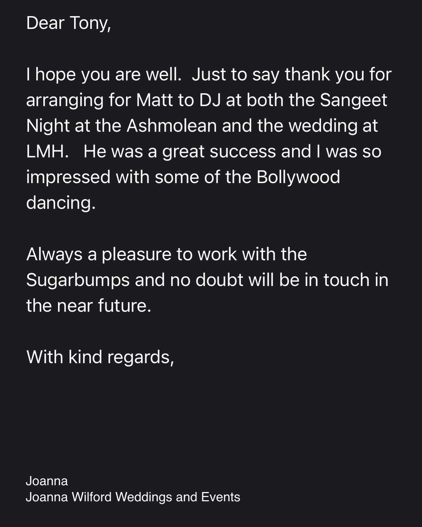 I love my team. @matt_bowler_dj smashing it again, over two nights. Dug into the culture and delivered!! Big shouts to @djollieeast and @lukekosardj too. Premier crew!! Thank you @joannawilfordweddings #untilthenexttime