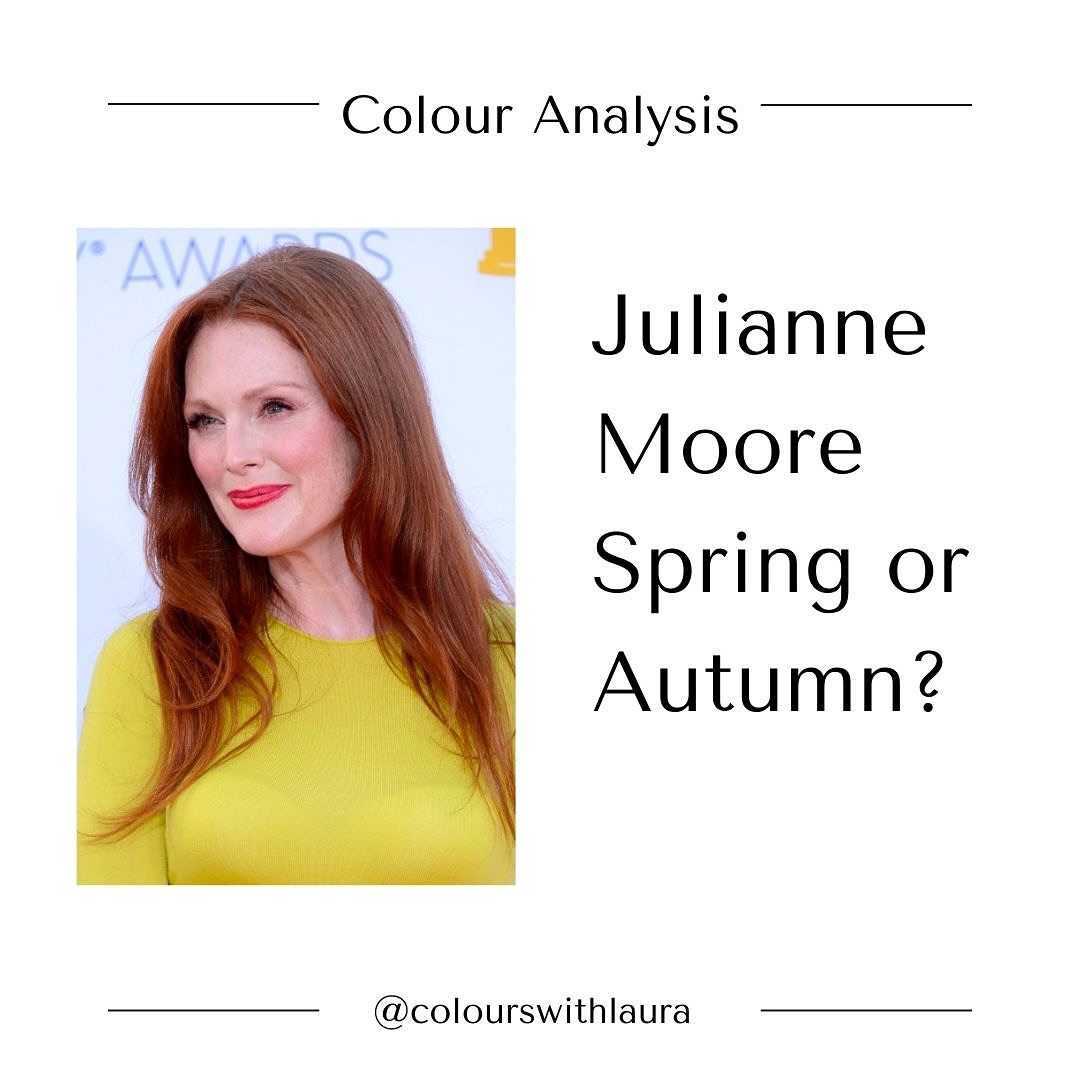 Digital analysis of #julianmoore - what colour season goes with her chromatic features? With her level of intensity?
Warm, bright and light
or
Warm, deep and soft?
#colouranalysis #colouranalysisuk #colouranalysisonline