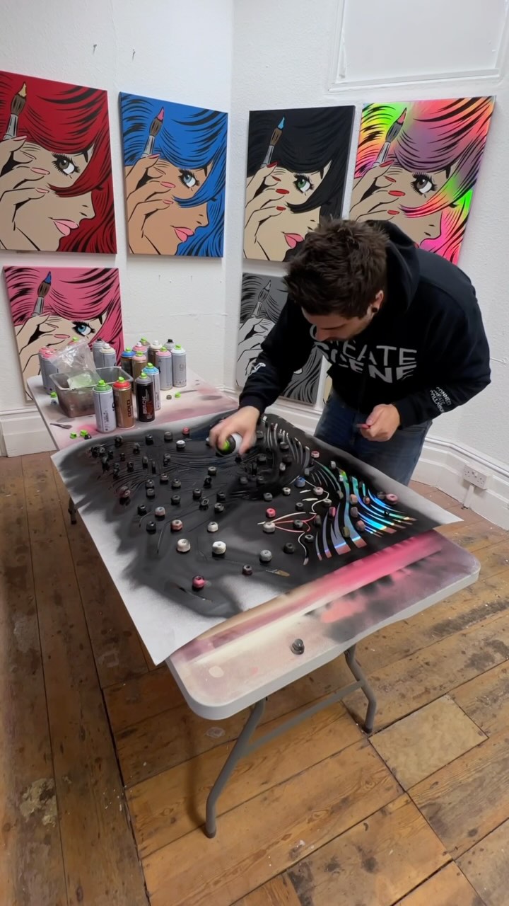 A Moment of Reflection in Rainbow Holographic 🌈👩🏻🦳 #art #painting #artist #popart