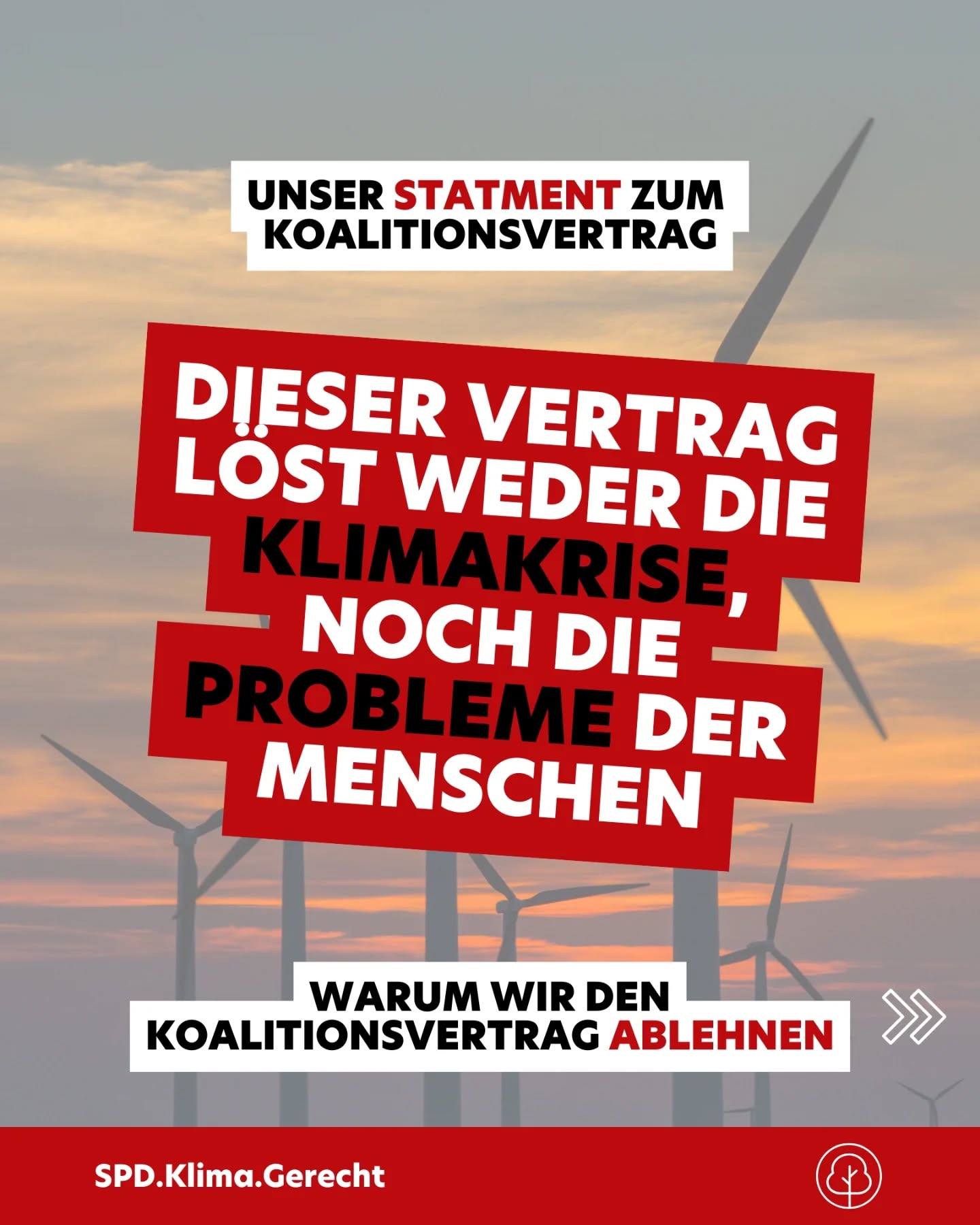 Wir haben uns den Koalitionsvertrag angesehen und haben uns entschieden uns klar für eine Ablehnung zu appellieren. Es braucht jetzt Antworten auf die Herausforderungen unserer Zeit. Im Koalitionsvertrag steht davon zu wenig.
Dieser Koalitionsvertrag führt uns in eine neue Schwarz-Blaue Zukunft. - Deshalb jetzt mit Nein stimmen.
Jetzt das ganze Statement auf unserer Website.