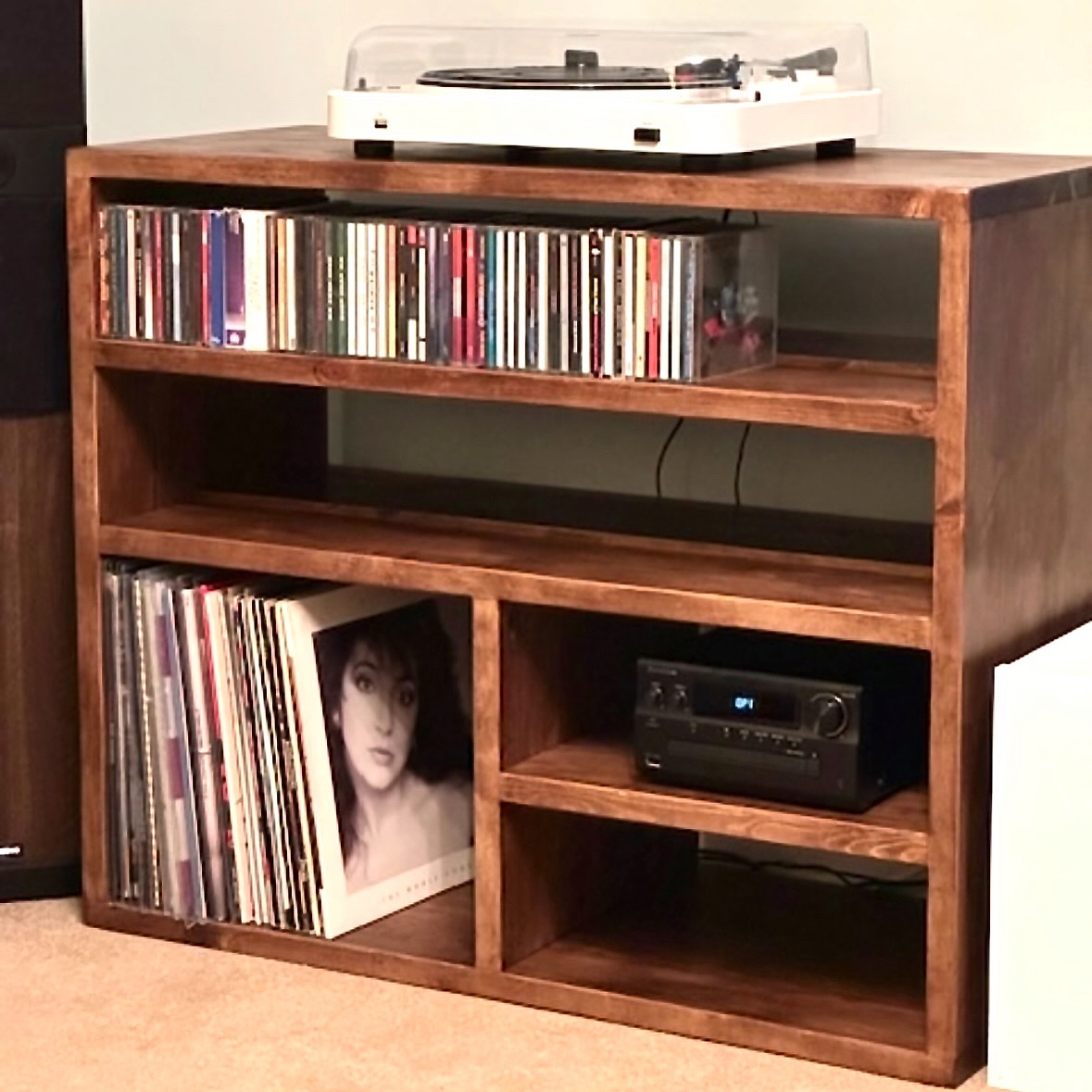 Solid wood physical media and HiFi storage unit. Made to last. #vinylrecords #hifi #cd #komodafurniture