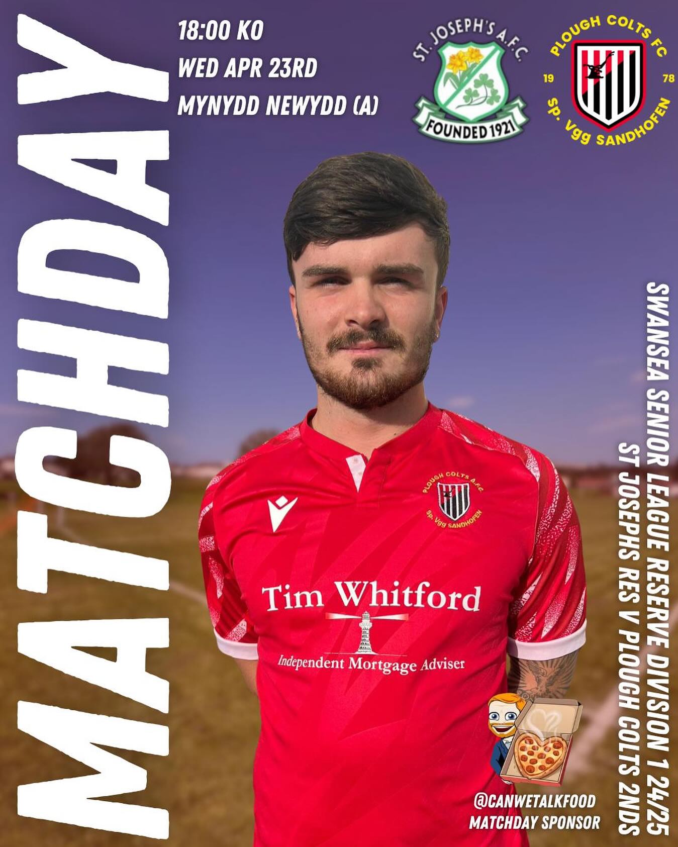 Wednesday 🤝Matchday
2nd team last game of the season
🤝 @canwetalkfood
⚽️ @stjosephsswansea
📷 @bradpartondesign