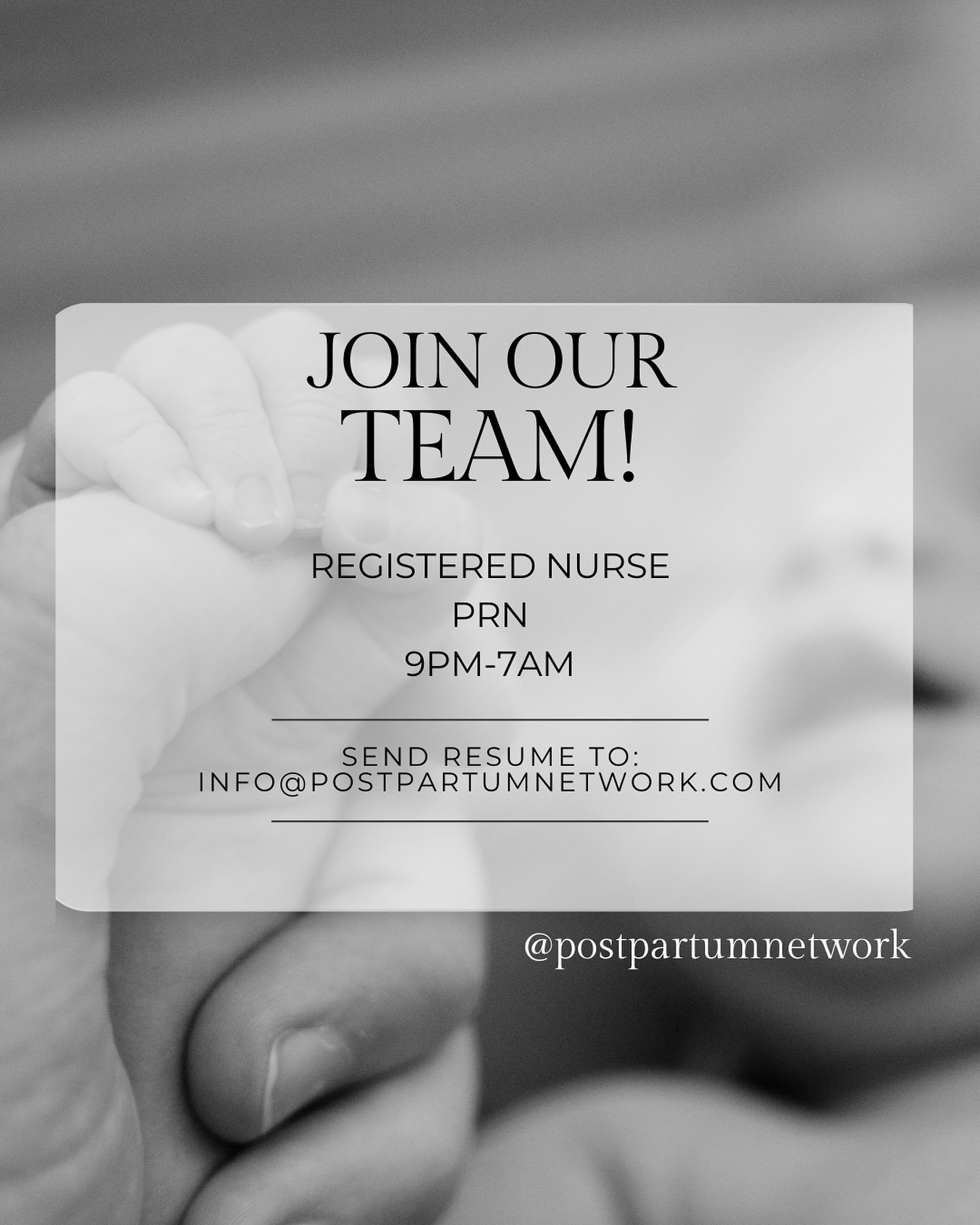 We’re Hiring an RN Who Loves Caring for Newborns!
Are you a Registered Nurse with a heart for newborns and a passion for supporting families?
We want YOU on our team!
Postpartum Network is growing, and we’re looking for compassionate, experienced RNs who are ready to make a difference in the lives of new moms and their babies.
Apply now by sending your resume to:
info@postpartumnetwork.com
Tag a nurse friend who would be perfect for this role!
#registerednurse #rnhiringevent #nursejobs #clarksvilletn #clarksvillejobs #nashvilletn #newborncare #postpartumsupport #overnightnurse #babynurse #rnsofinstagram #nashvillenurse #nashvillegram #nashvillenightnurse #clarksvillenurse #clarksvillemom #nashvillemom #franklintn #franklinmoms #hiringnow #postpartumcare #nightshiftnurse #nurselife #nursehiring #rnjobs #rncommunity #joinourteam #middletn #ftcampbellky #ftcampbellmoms
@postpartumnetwork
