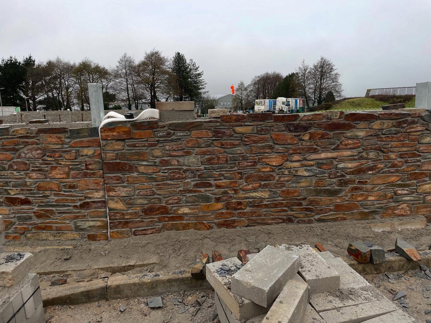 Treliske hospital’s new helipad retaining wall. I built this with two other masons, Tom sneyd and Ben hudson