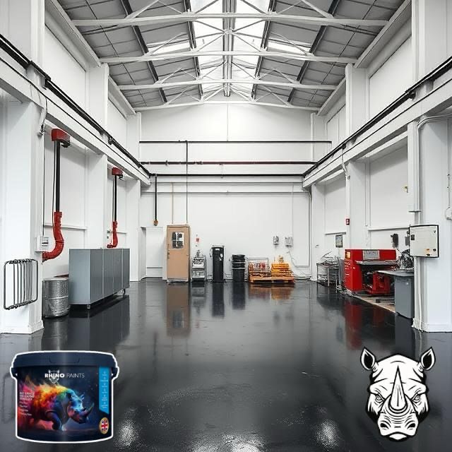 Durable Concrete Surface Paints. #factoryfloorpaint #industrialfloorcoatings #homegarageworkshop #rhinopaints #cargarage