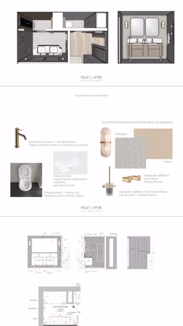 Another bathroom design package is ready to turn dreams into reality!
Take a look at a few design tips we used in this project:
✨ Layer natural textures - Combine wood, stone, and soft textiles to create a warm, inviting feel.
✨ Layered lighting - Combine ambient, task, and accent lighting to create a calm, balanced atmosphere.
✨ Brushed metal finishes - Use brushed finishes for taps and shower fittings to add understated elegance without overpowering the space.
✨ Wall-mounted accessories - Perfect for saving space and creating a clean, organised look.
✨ Steam shower - The ultimate everyday luxury.
#LuxuryBathroom #SpaAtHome #LuxuryLiving #HighEndInteriors #BespokeDesign #ElegantSpaces #FilizCapurInteriors #luxuryhouse #BathroomInspo #WellnessLiving