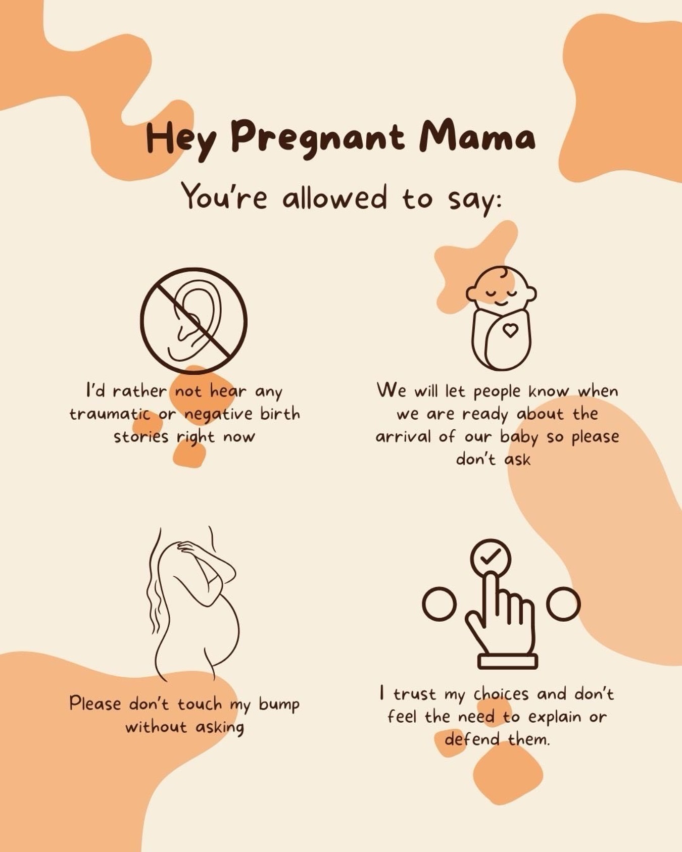 Hey mama 👋🏼
You’re allowed to protect your space, your peace, and your energy.
You’re growing a whole human—your comfort matters. Set those boundaries with love and confidence.
You’ve got this 🌼🧡
#PregnancySupport #MamaBoundaries #PregnancyJourney #StrongMama #PregnancyBoundaries #PositiveBirthMovement #HypnobirthingMama #EmpoweredBirth #TheBirthingHub #hypnobirthing #hypnobirth #hypnobabies #pregnant #pregnancy