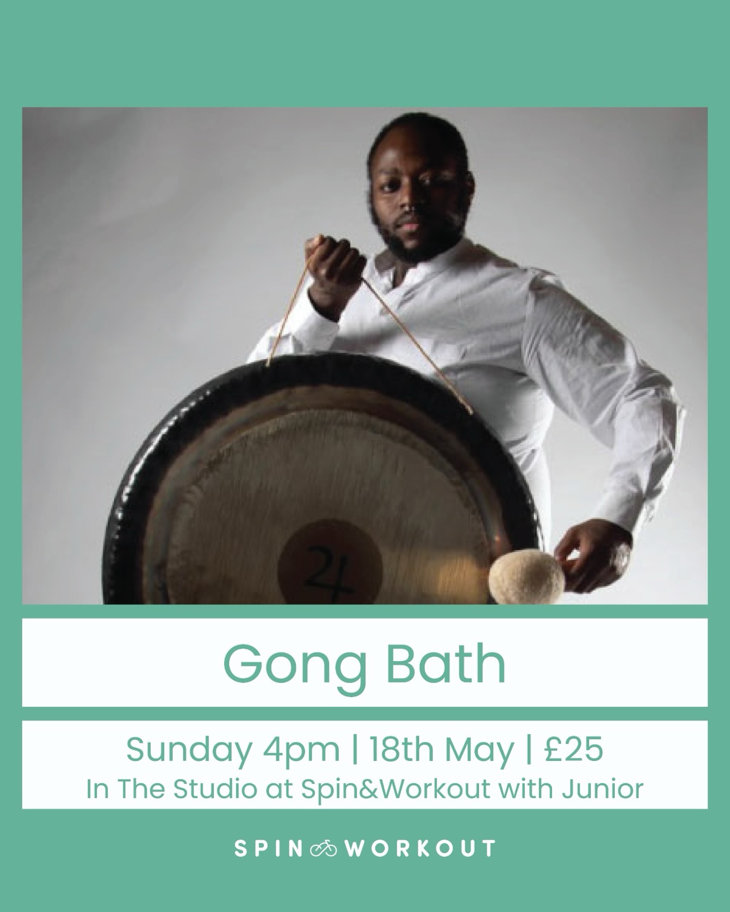 Gong Bath.
We are excited to have the fantastic Junior Valentine joining us to lead us in an hour of healing sound vibrations and deep rest!
Sunday 18th May
4pm
In The Studio at Spin&Workout
£25 / £22 member
#spinandworkout #gongbath #workshop #rest #meditation #southeastlondon