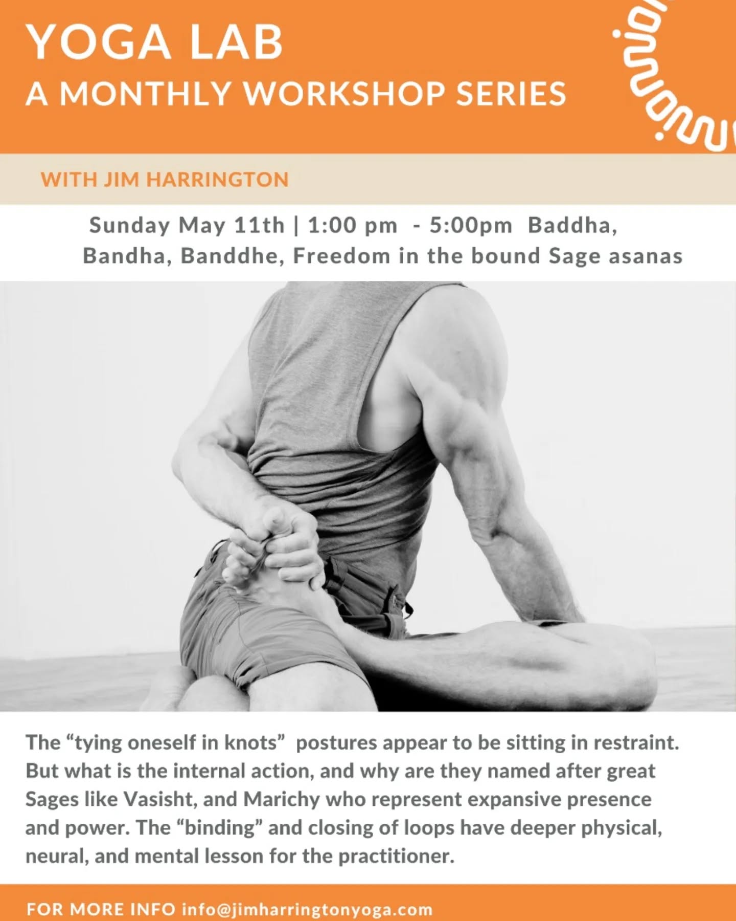 Join Jim Harrington for another illuminating workshop: "Freedom and Restraint" 🪢🪢🪢
"The practice of binding, supporting, restraining or containing the action of the limbs with so-called Baddha or Mudra, the gestures of holding, is not a new innovation. Recently it has been shown that a strap known as a Patta was a common tool for the yogis of old.
Healthy binding techniques and appropriate anatomical joint function of shoulder, hip and knee will be shown as we explore a variety the bound asana forms. Many of which are named after famous sages such as Marichy, Bharavadja, Ashtavakra and Kasyapa.
What metaphorical meaning could this have and what energetic or physiological lesson is there in these asanas?
Through these we can practically grasp the concept of Baddha (connections or ties) and its relation to Bandhas, the muscular and energetic "pressure valves" which mobilise deeper pranic movements, visualisations and breath control."
Jim always masterfully combines the physical with the philosophical in his approach to this ancient practice. We look forward to hosting him again and highly recommend this to anyone looking to deepen their understanding of Yoga. His approach is unique and his insights always surprising, exciting and enlightening. See you there! 💫
11 May 1pm to 5pm at Valley Shala in Hout Bay
R530 via Quicket (link in bio)
DM for more info
All levels welcome