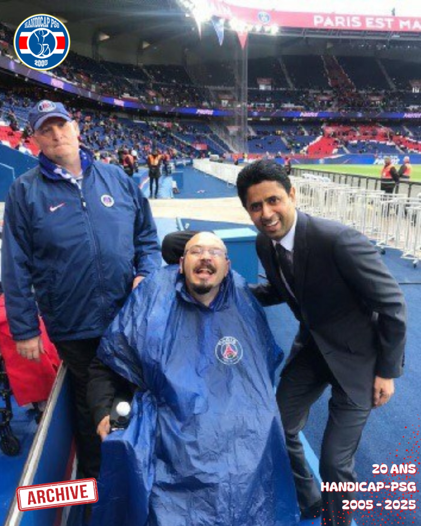 Notre série d’archives photos et vidéos des moments forts de notre association continue ! Photo avec le président actuel de notre club, Monsieur Nasser al-Khelaïfi
On n’a pas tous les jours 20 ans ☺️
#handicappsg #psg #parissg #parcdesprinces #archives #nasseralkhelaïfi