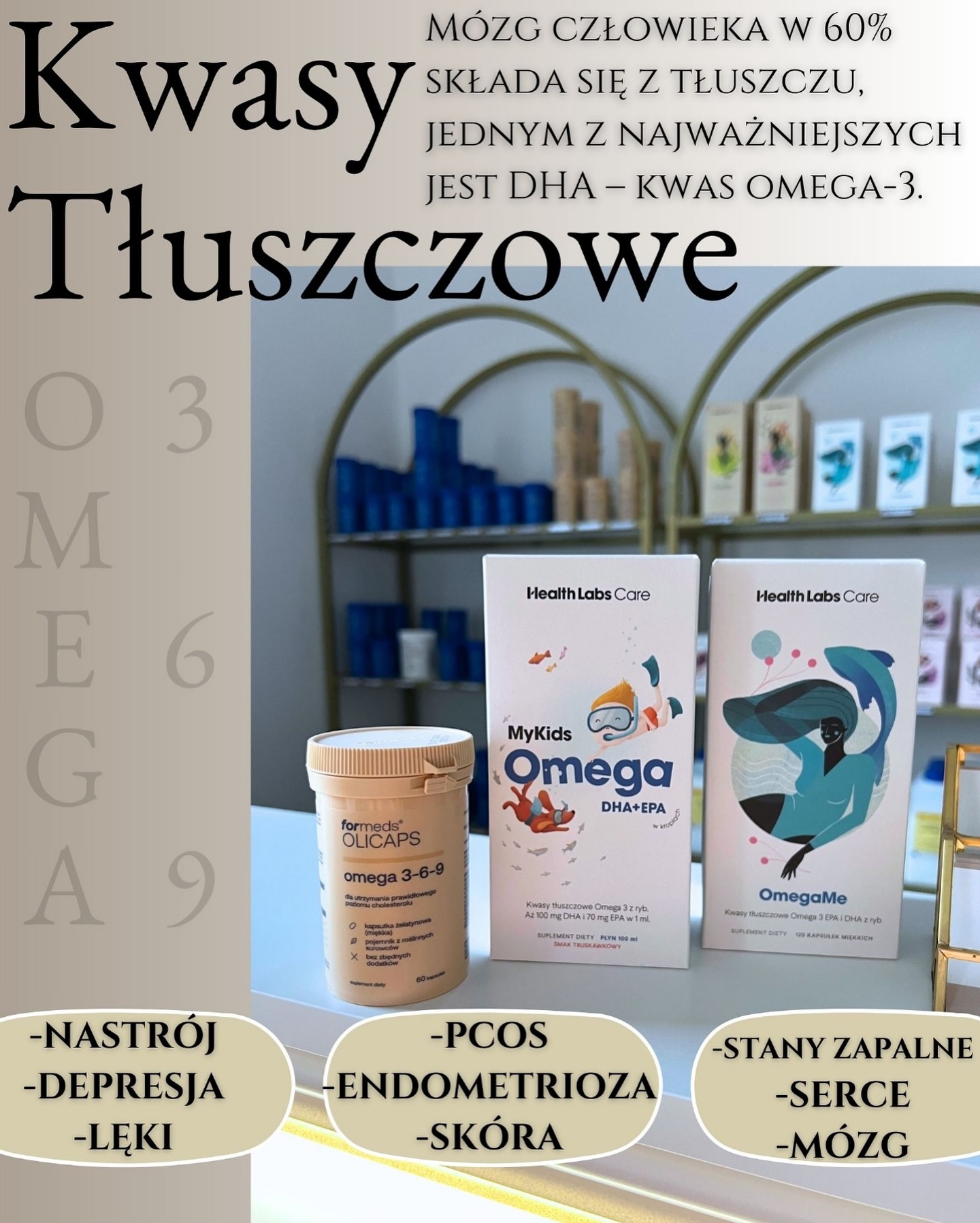 🧠✨ OMEGA 3-6-9 – czy znasz różnicę?
Kwasy tłuszczowe omega to niezbędne składniki naszej diety – ale każdy z nich działa nieco inaczej. Sprawdź, dlaczego warto zadbać o ich równowagę! 🔍👇
🥑 Omega-9
Jednonienasycony kwas tłuszczowy, który nasz organizm potrafi sam wytworzyć. Występuje m.in. w oliwie z oliwek i awokado. Wspiera serce i obniża stan zapalny.
🌻 Omega-6
Obecne np. w oleju słonecznikowym, kukurydzianym i pestkach dyni. Są nam potrzebne, ale w nadmiarze mogą nasilać stany zapalne! Niestety są wszechobecne w fastfoodach… Dlatego tak ważna jest równowaga z omega-3.
🐟 Omega-3
Prawdziwi bohaterowie zdrowia! Działają przeciwzapalnie, wspierają mózg, skórę i nastrój. Znajdziesz je m.in. w siemieniu lnianym, orzechach włoskich i oleju z alg.
💡 Złota zasada?
👉 Nie unikaj tłuszczu w diecie
👉 Zadbaj o jakość tłuszczu
👉 Postaw na różnorodność i ogranicz tłuszcze przetworzone
👉 Omega-3 to priorytet – szczególnie przy stanach zapalnych, depresji, PCOS czy endometriozie
📍Chcesz wiedzieć, jaki balans tłuszczów będzie idealny dla Ciebie? Zapraszam na konsultację!
📞 884-641-338
📍 Lubin, ul. Budowniczych 24F
📧 statuazdrowia@gmail.com
📲 fb: statuazdrowia
#omega369 #zdrowetluszcze #dietetyklubin #statuazdrowia #dietetykkliniczny #hormony #zdrowadieta #kwasyomega #endometrioza #depresja #jelita #statuazdrowia #statuazdrowialubin