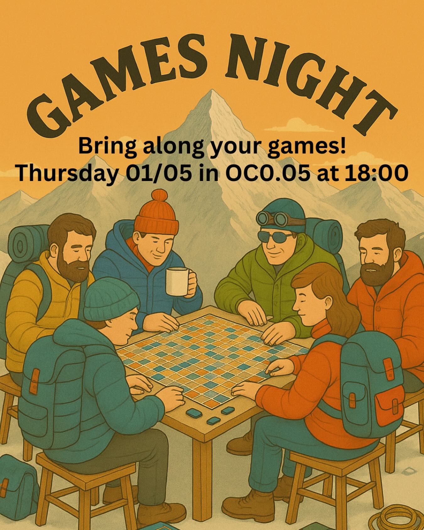 First social of the term is this week!!
Come along on Thursday and bring your games.
Hope to see you there!!
