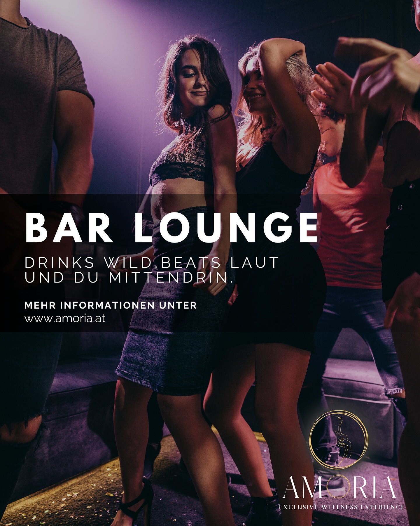 Der perfekte Mix aus Geschmack, Sound und Stimmung – das gibt’s nur in der Amoria Lounge Bar!
Gönn dir einen Drink, lass dich von den Beats treiben und genieße den Abend in vollen Zügen.
Hier beginnt die Nacht – und wer weiß, wo sie endet …