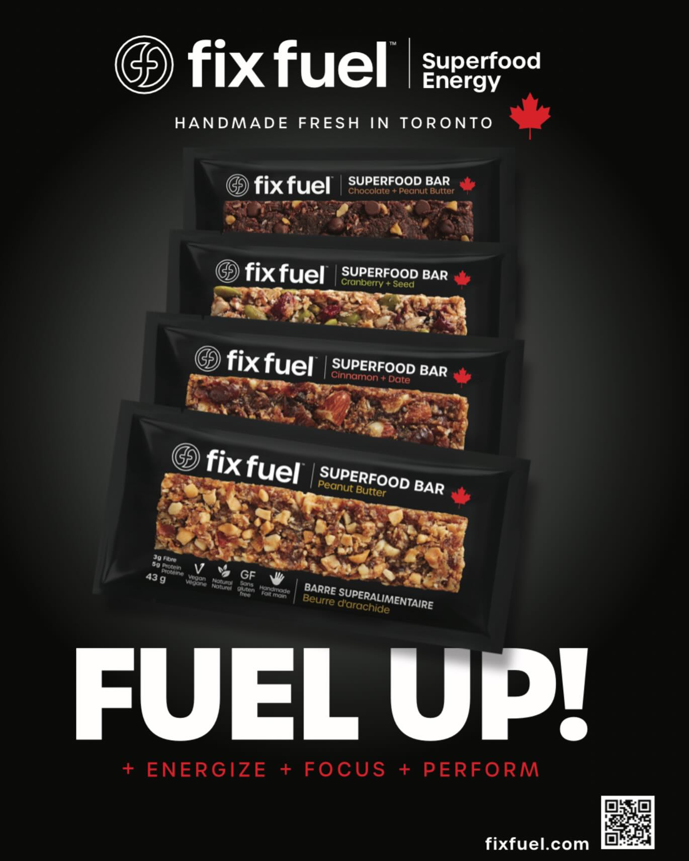 Clean ingredients. Ridiculous flavour. No compromises. Ever.
FUEL UP ⛽️
🍫🥜 Chocolate Peanut Butter
🍒🌱 Cranberry Seed
🌰🥥 Cinnamon Date
🥜🧈 Peanut Butter
#fixfuel #superfoodbar #playwell