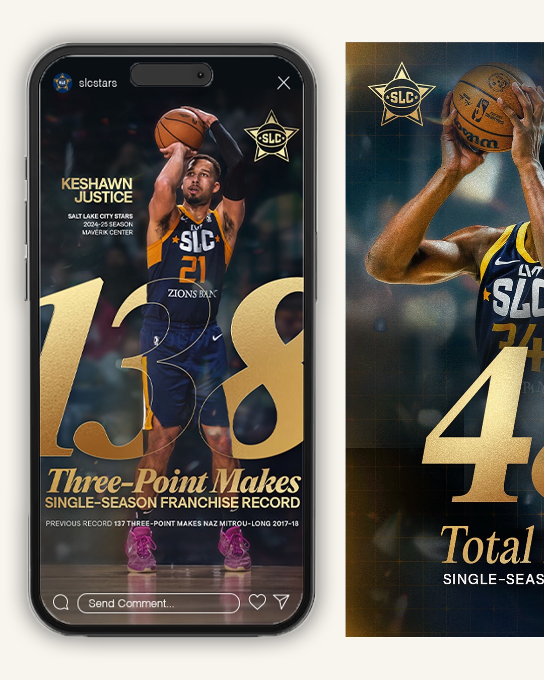 These Stars are making history this season.
.
.
.
#SLCStars #GLeague #StarsOnTheRise #RecordBreakers #BasketballMilestones #GLeagueGrind #UtahBasketball #NextUp #PlayerSpotlight #SeasonHighlights #SportsDesign #GraphicDesign #CreativeInSports #DesignForSports #SLCDesign #MotionGraphics #BasketballDesign #milestones #milestonegraphics