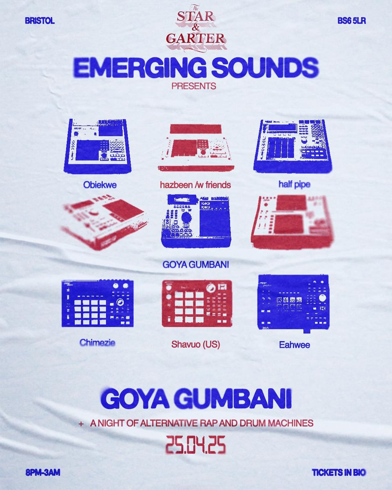 FRIDAY 25.04.25
This evening we welcome something a little different in the hugely talented form of @goya.gumbani as they touch down as part of their huge US and EU tour.
@emergingsounds_ has curated an extremely special evening of alternative rap and drum machines, inviting some of the scenes finest up and coming talent to support the legend.
@halfpipe__ @shavuo2047 @chimezieiii @somehazbeen @eahwee
Show starts at 8pm, FREE ENTRY as always.
#bristolnightlife #bristollivemusic #bristolevents #bristolhiphop #alternativerap #beatmachines #stpaulsbristol #thestarandgarterbristol