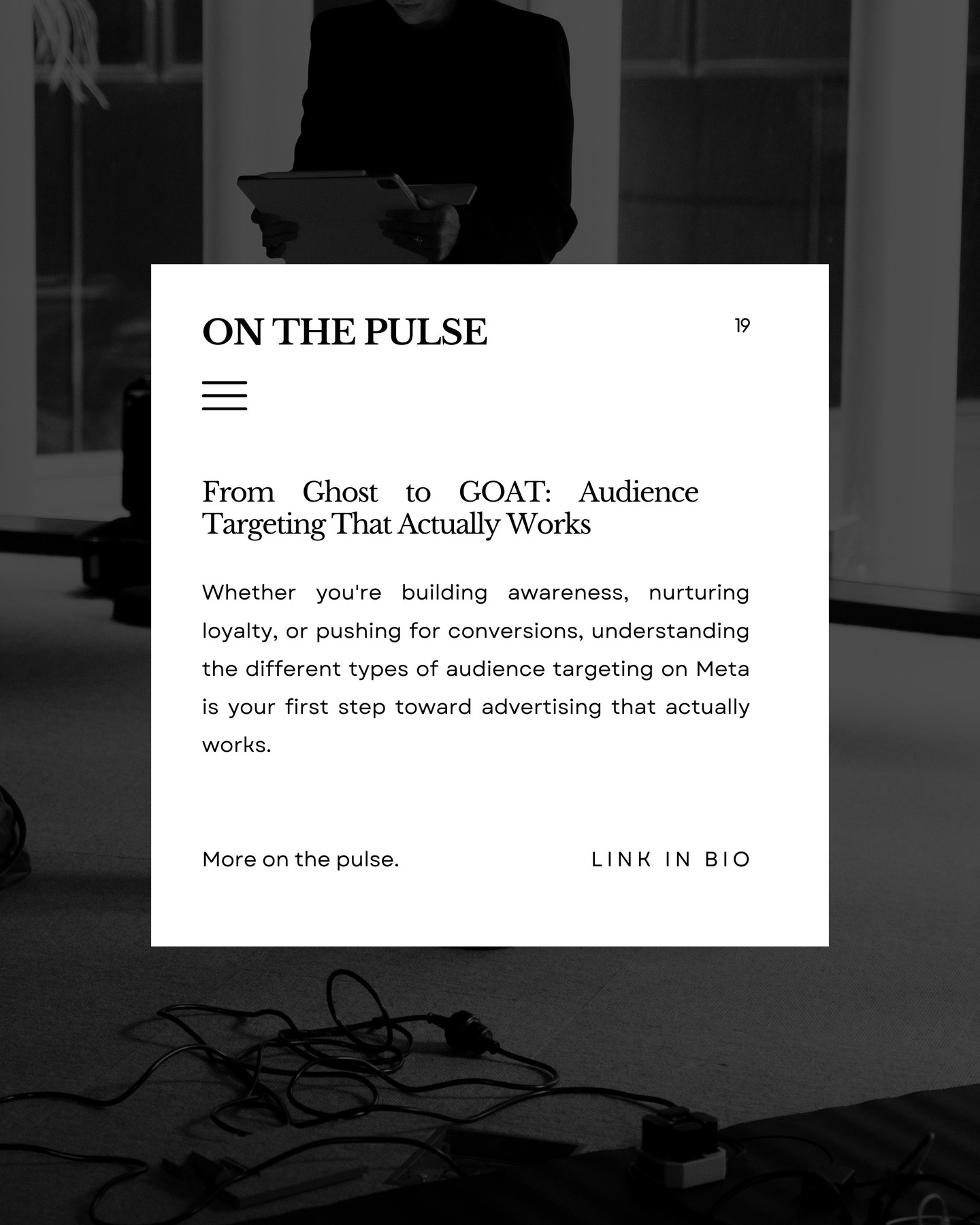 — Chapter 19 • Playing it safe won't cut it. If you're not grabbing attention, you're invisible. Hijack the scroll. Target smarter. Win bigger → link in bio.
www.beonmedia.com.au