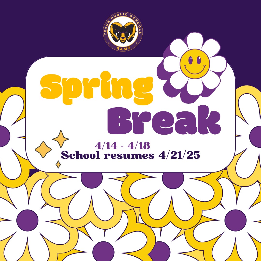 Spring Break is here! ๐ธโ๏ธ
No school from April 14โ17โ time to relax, recharge, and enjoy the sunshine!
Weโll see everyone back on Monday, April 21โready to finish the school year strong! ๐ช๐
#SpringBreak #SchoolBreak #FamilyTime #StudentLife #RestRechargeReturn #SpringFun #SeeYouApril21