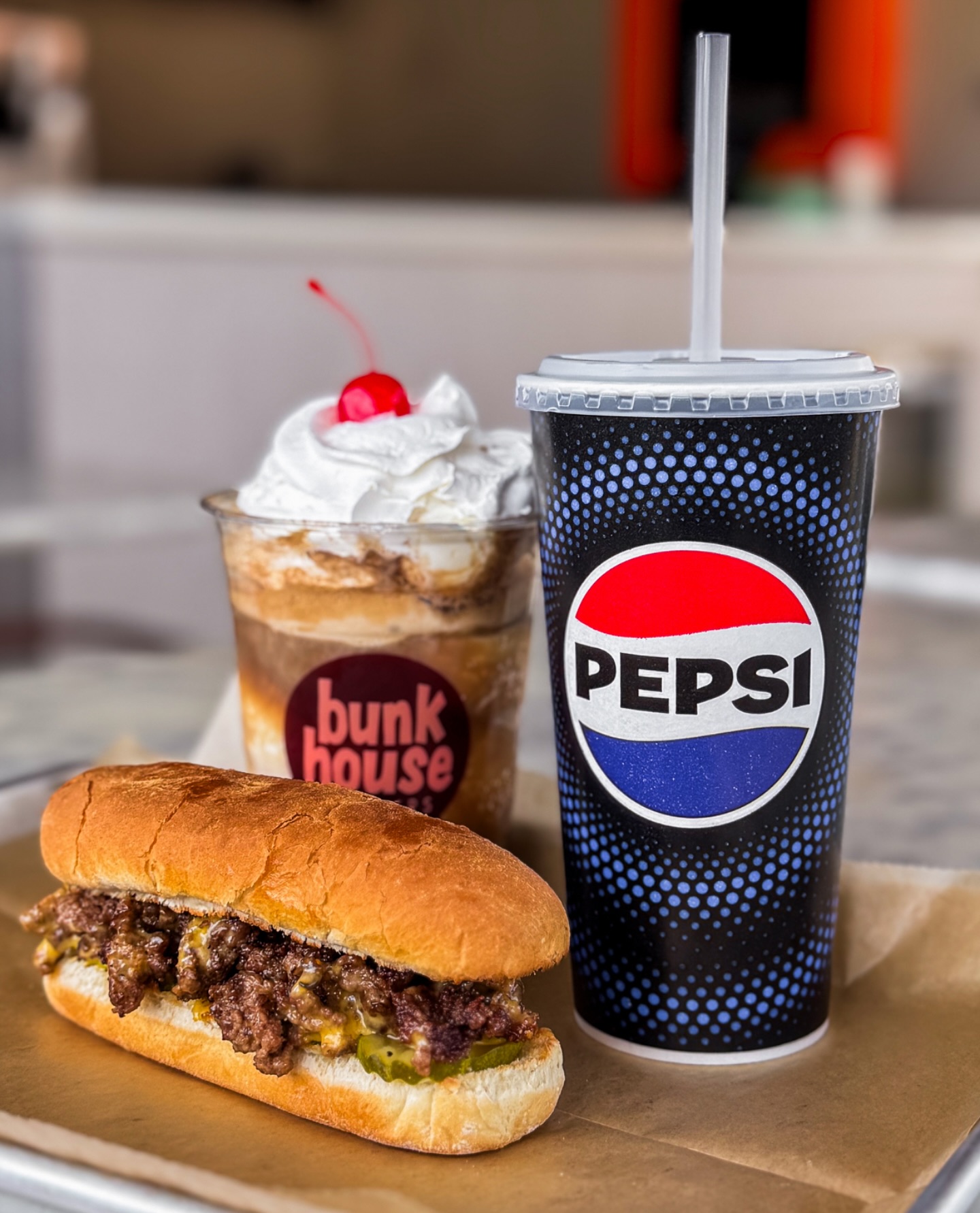 Now pair your fave Bunkhouse Burgers with refreshing Pepsi drinks - including Mountain Dew and Root Beer! Same great burgers, new cool drinks to complete your meal! 🍔