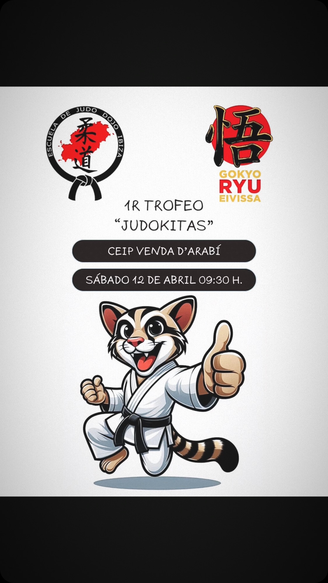 Estupenda jornada de hoy en 1r trofeo “judokitas”, donde los compañeros de Gokyo Ryu y Dojo Ibiza han podido demostrar todo lo que saben y han disfrutado de una mañana amena y divertida entre amigo. Hoy el resultado era lo de menos! Muchisimas Gracias a todos los judokitas que han participado y tambien a los familiares que han asistido a animar y apoyar. Como no, Gracias a arbitros, cronos (sin ellos no hay competición) y a tod@s los que han ayudado y colaborado para que esta jornada haya sido un exito. Repetiremos!