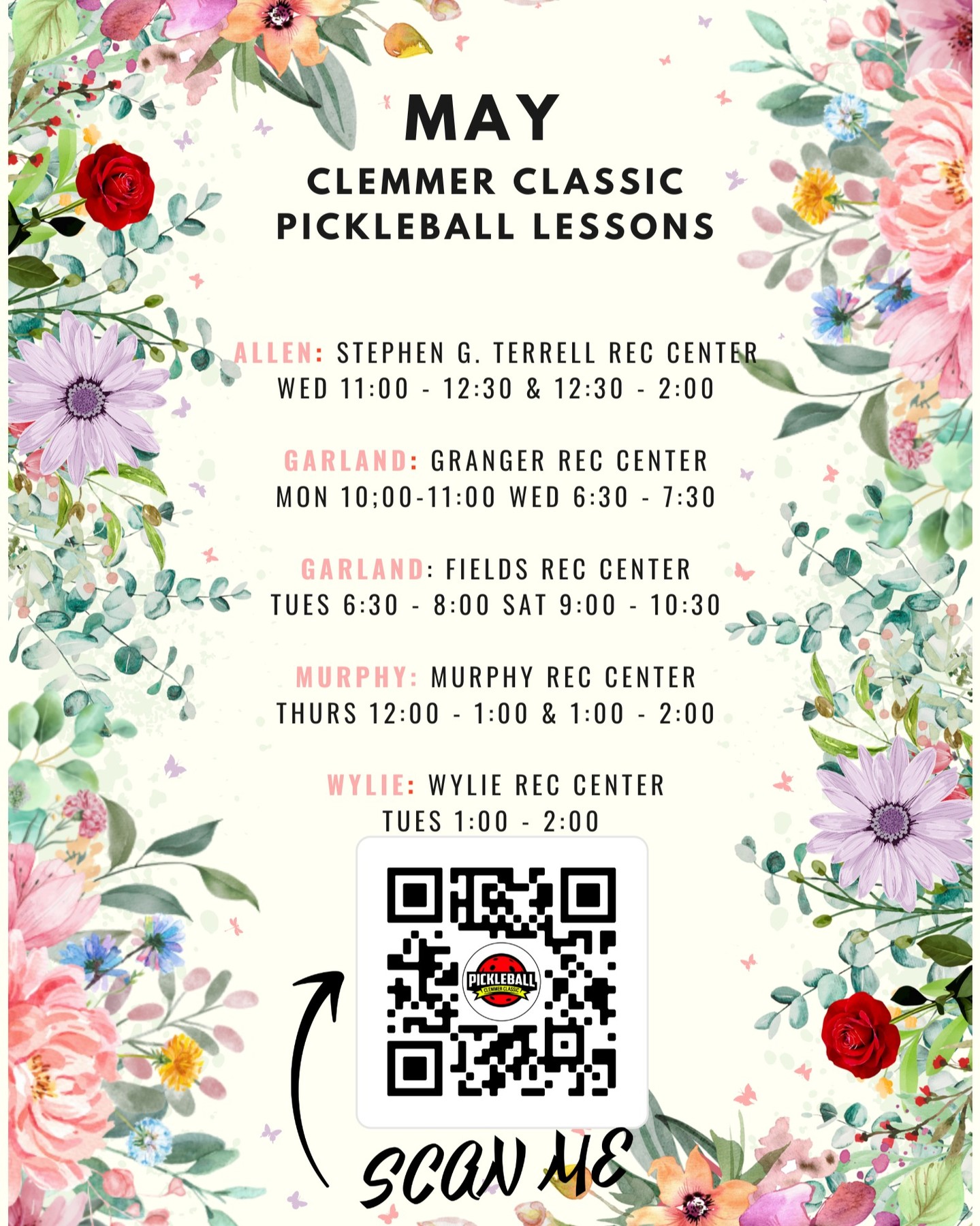 May is a great time to learn to play pickleball (or improve your game!)
We have a full list of lessons in Allen, Garland, Murphy and Wylie.
Additionally, we have a tournament on 6/7 at the Granger Rec Center AND 3 summer kids camps scheduled in Murphy.
What are you waiting for??
#dallaspickleball
#pickleballnorthtexas
#planopickleball
#pickleballlife
#pickleball
#pickleballrocks
#pickleballaddict