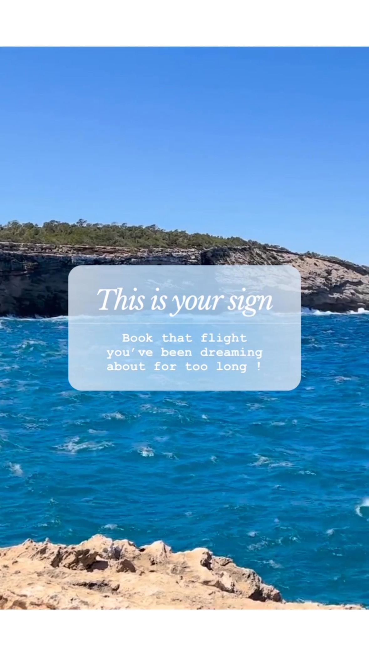 Book that vacation you need.
Go and discover a new place.
Go discover a new part of yourself. ✈️
#thisisyoursign #bookthatflight #dreamdestinations #wanderlustdaily #travelmore #takethetrip #softtravel #romanticizeyourlife #girlswhotravel #travelinspo