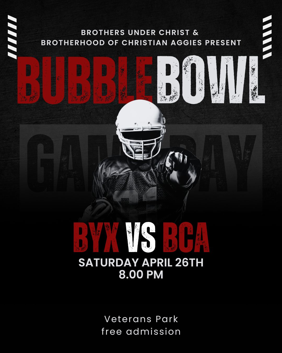 Bubble Bowl is back and it's THIS SATURDAY! Grab a chair and a friend to watch bCa and BYX run it back on the field.